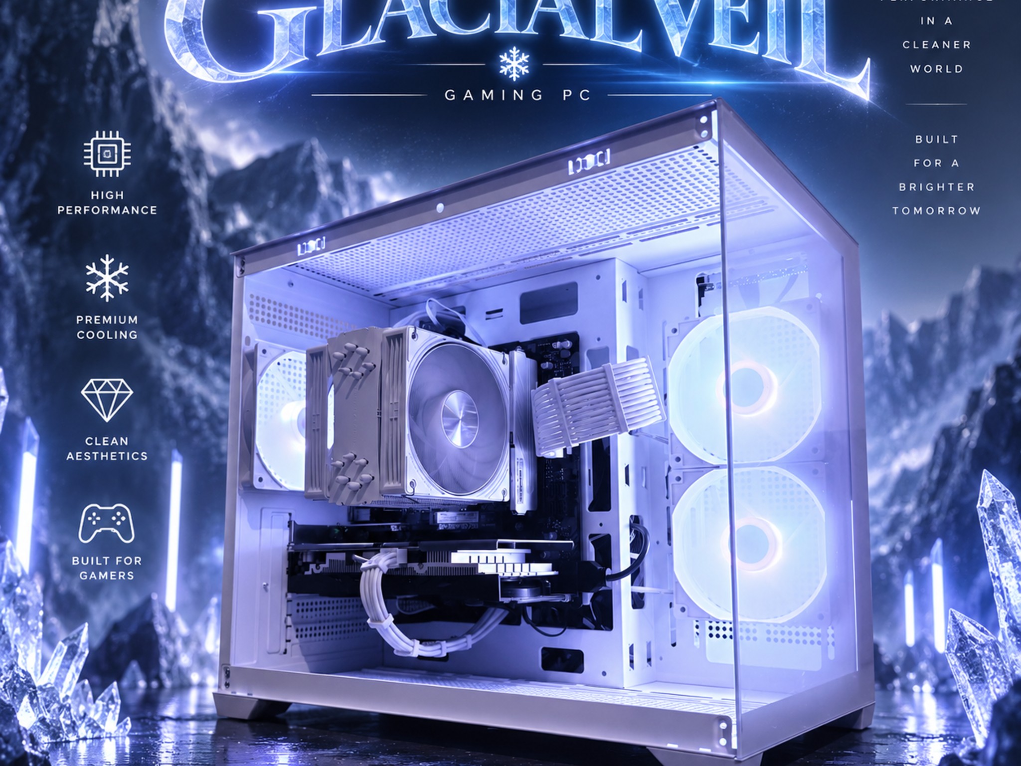 ❄️"Glacial Veil"⚪️ | 1440p Gaming | Ryzen 7 7700 | RTX 4060 | 16GB DDR5 | 1TB SSD | Free Shipping