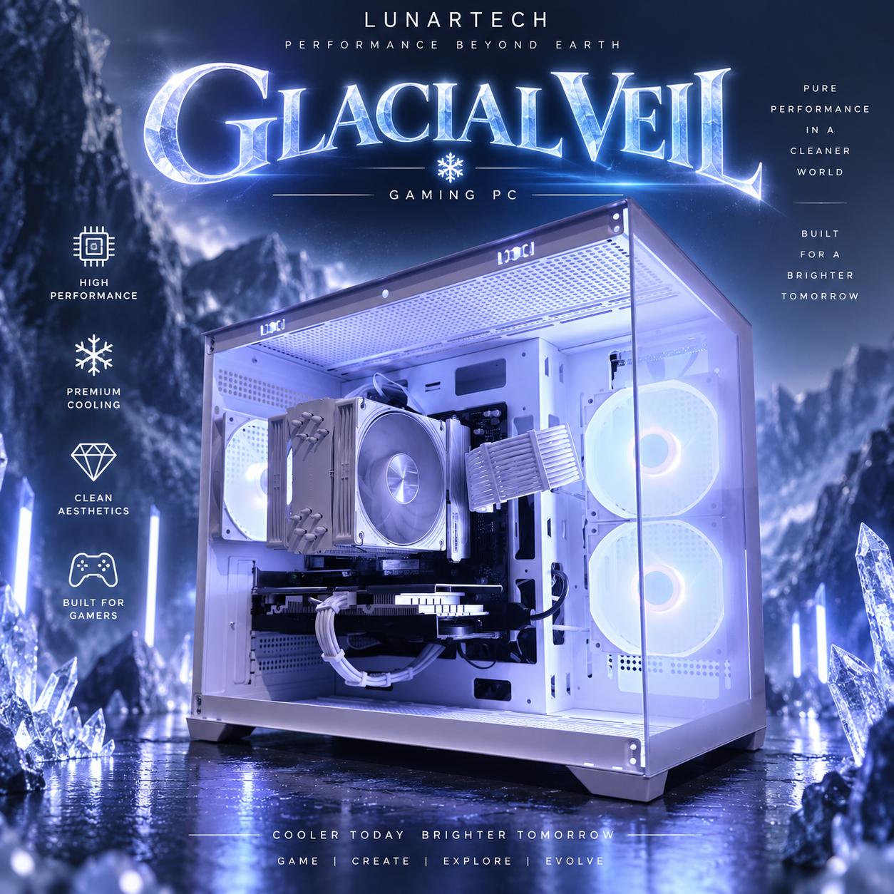 ❄️"Glacial Veil"⚪️ | 1440p Gaming | Ryzen 7 7700 | RTX 4060 | 16GB DDR5 | 1TB SSD | Free Shipping
