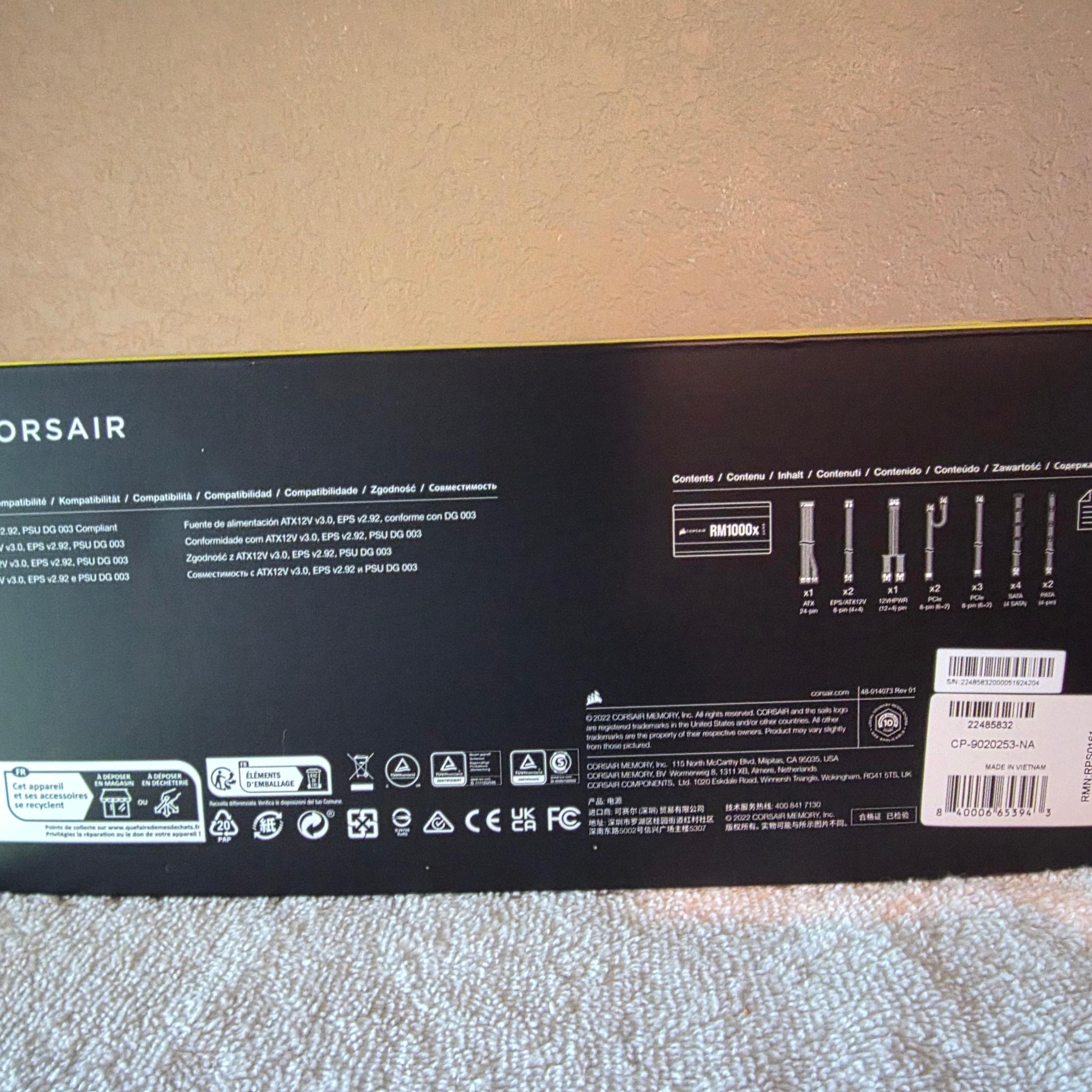 CORSAIR RMx SHIFT Series RM1000x Fully Modular ATX Power Supply