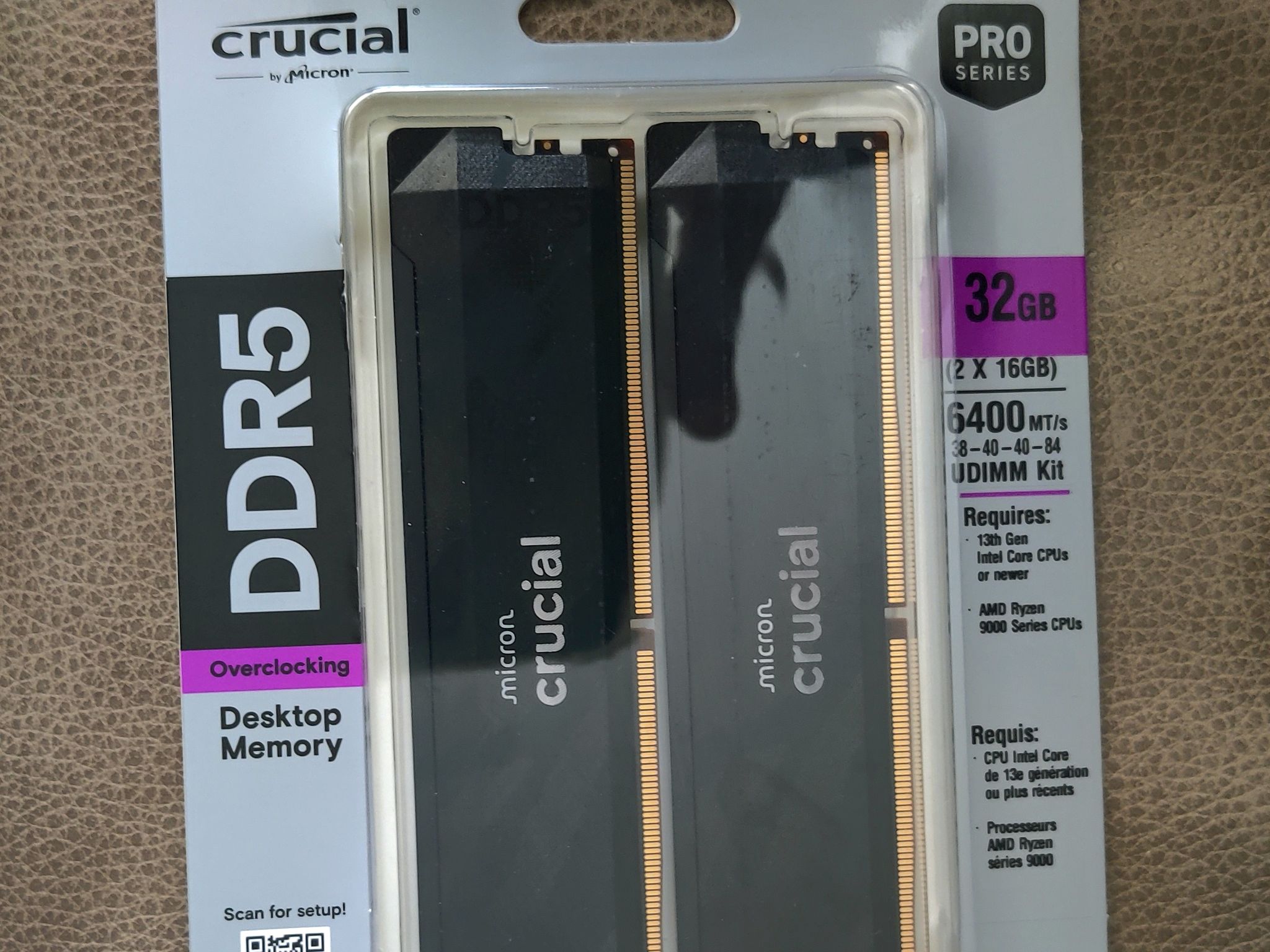 Crucial Pro DDR5-6400 CL38 32GB Kit (16GBx2) UDIMM: OC Gaming Memory Black (Make Offer)