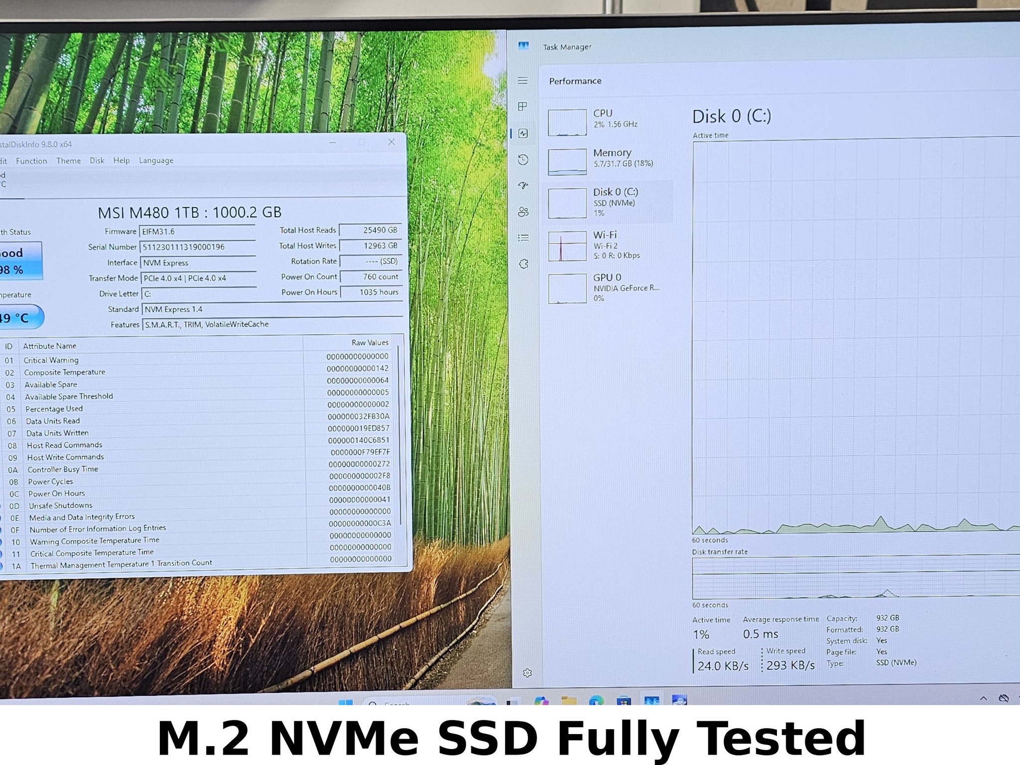 1TB NVMe M.2 SSD MSI Spatium M480 PCIe 4.0 Gen4