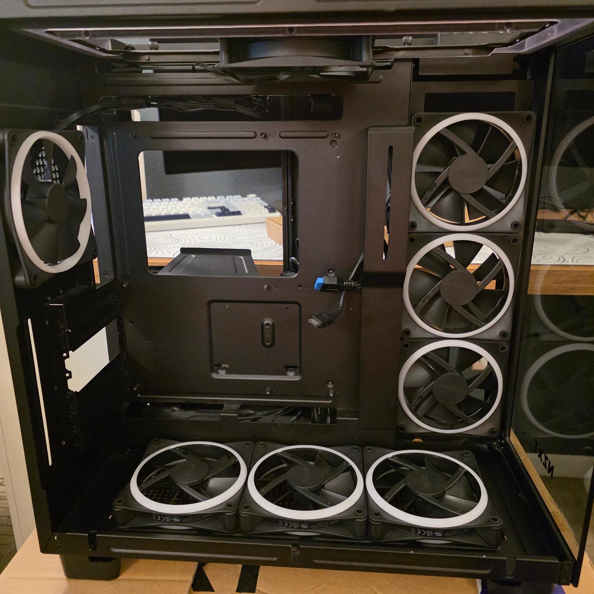 NZXT H9 Elite Tempered Glass ATX Mid-Tower Computer Case - Black EXTRA FANS