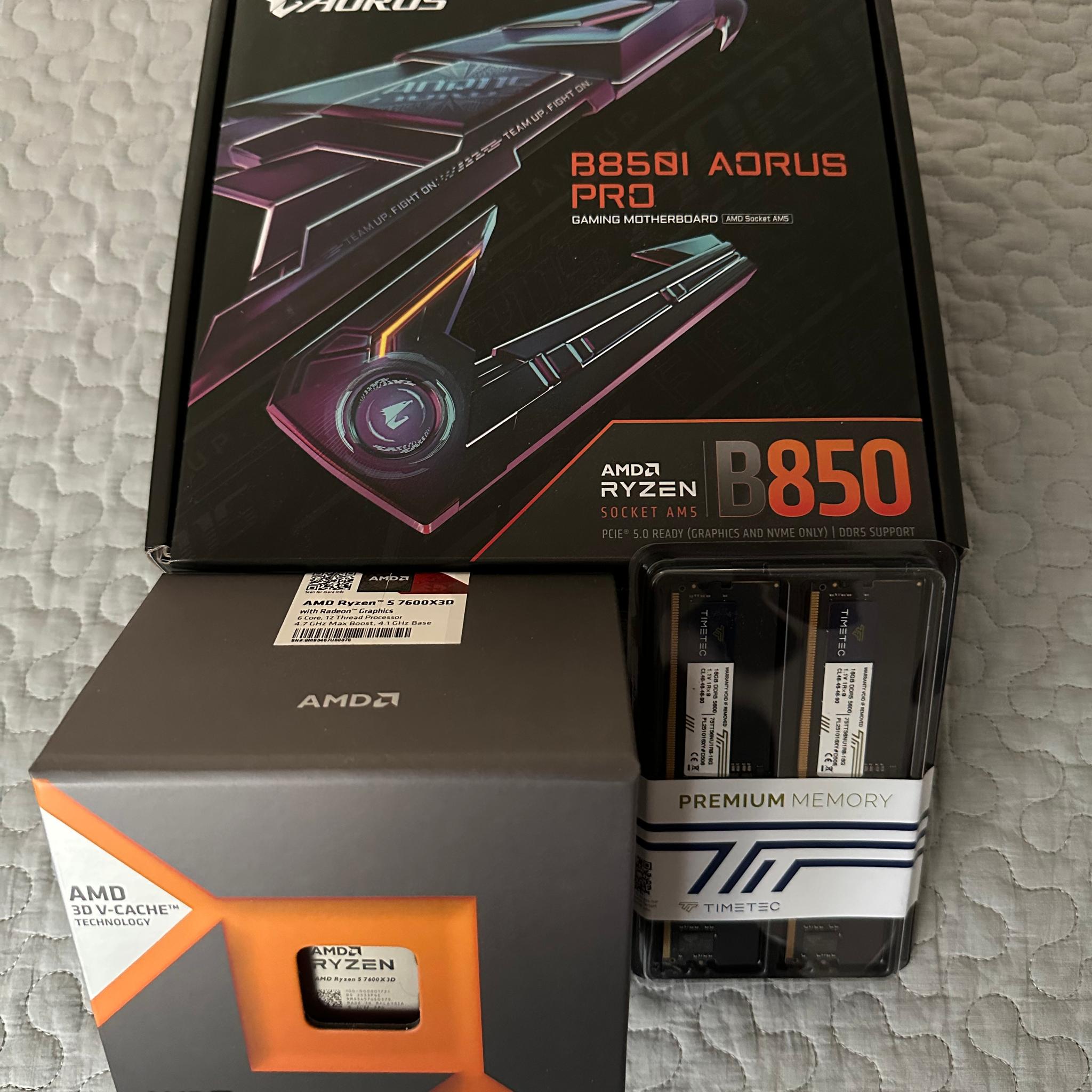 AMD Ryzen 5 7600X3D + AORUS PRO B850i Mini ITX + Timetec Premium 32GB DDR5 RAM