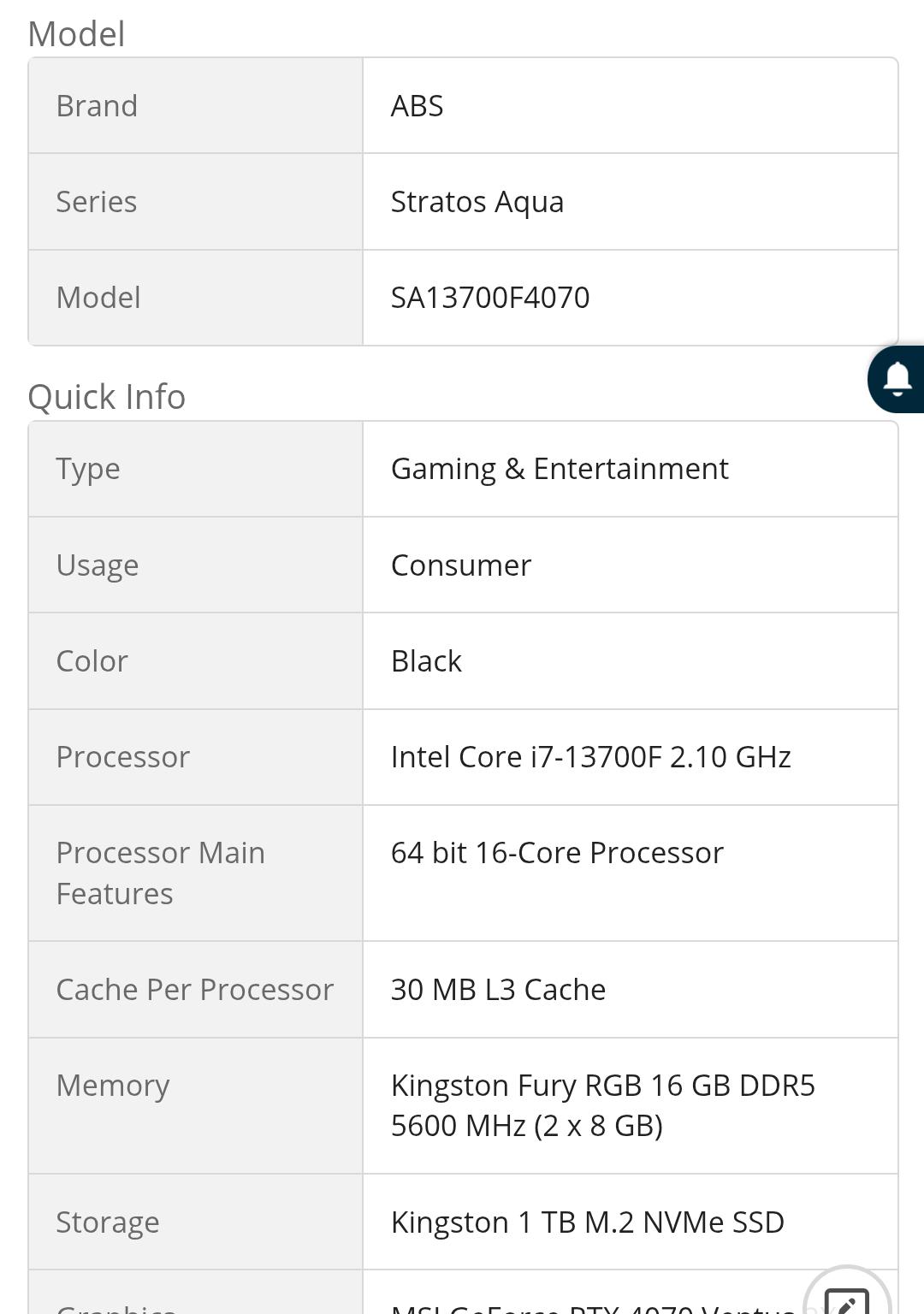 ABS Stratos Aqua Gaming PC – Windows 11 Home - Intel i7 13700F – GeForce RTX 4070