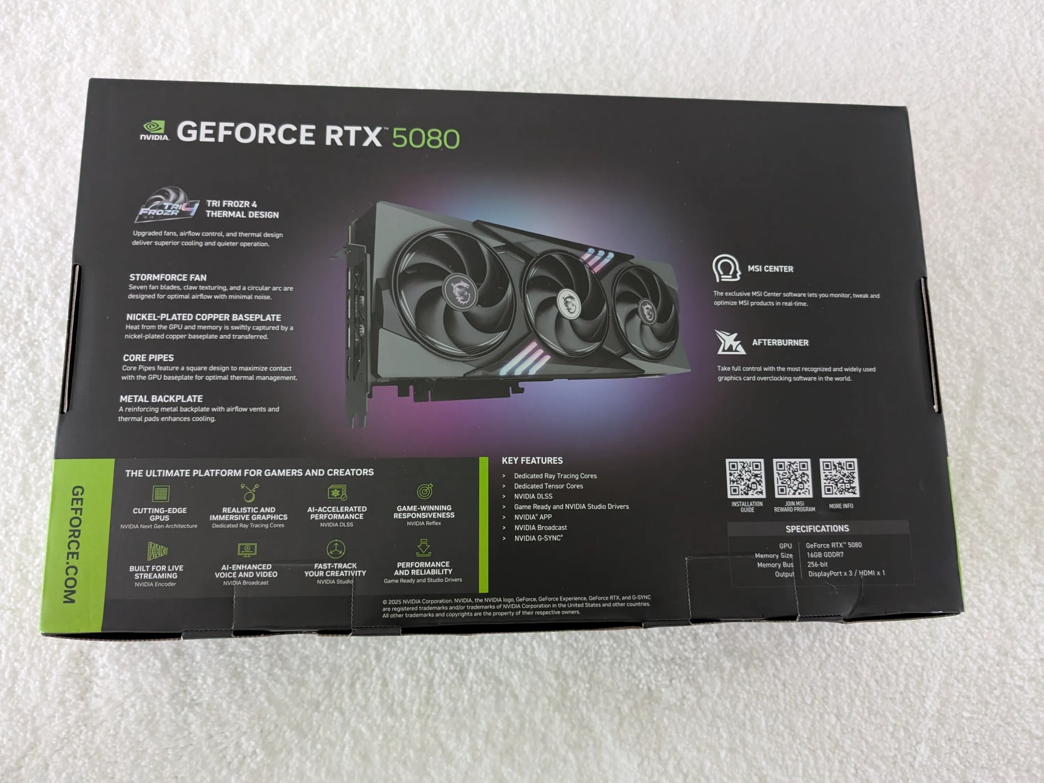 Copy of MSI - NVIDIA GeForce RTX 5080 16G GAMING TRIO OC 16GB GDDR7 PCI Express Gen 5 Graphics Ca...