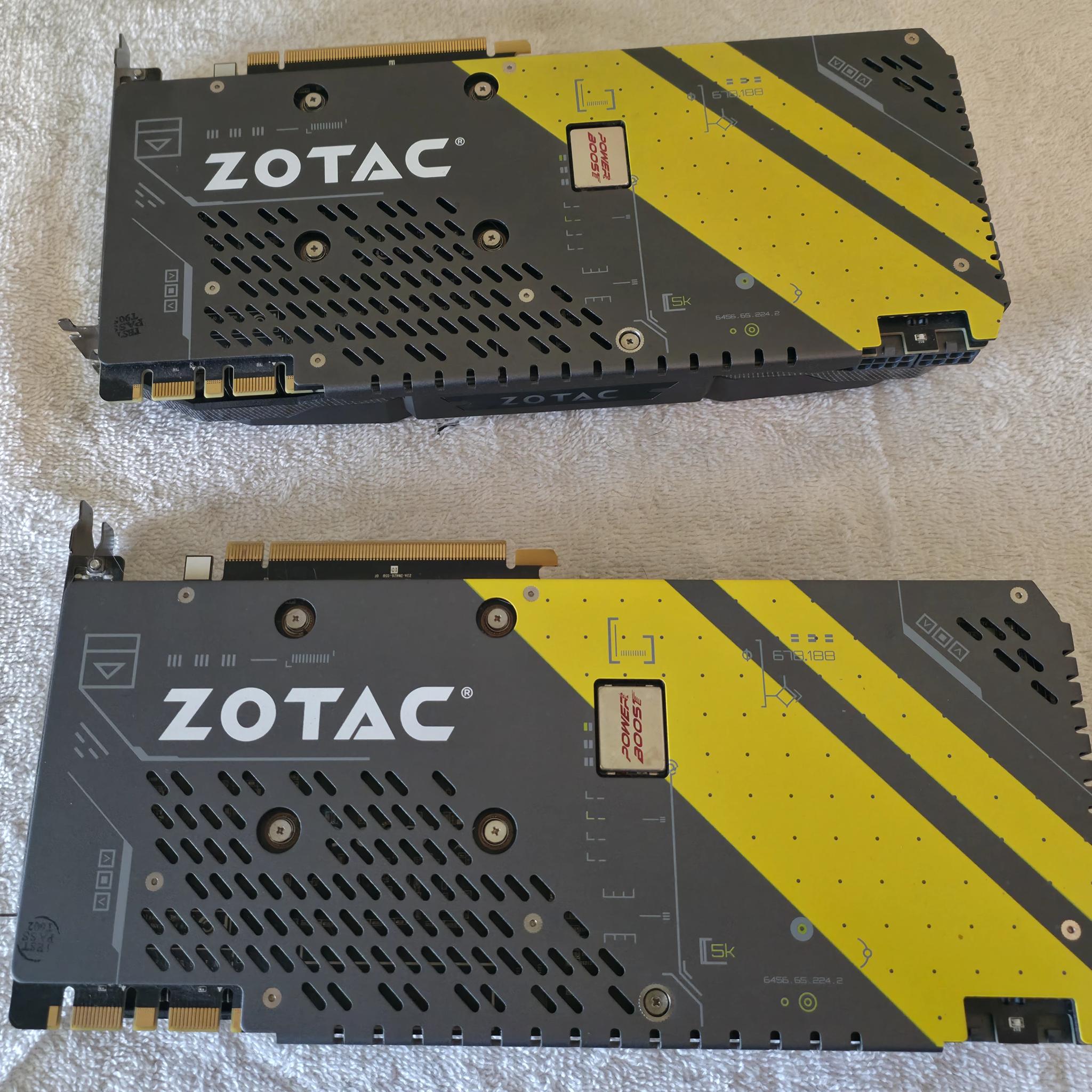 Two (2) ZOTAC GeForce GTX 1080 AMP! graphics cards with SLI bridge