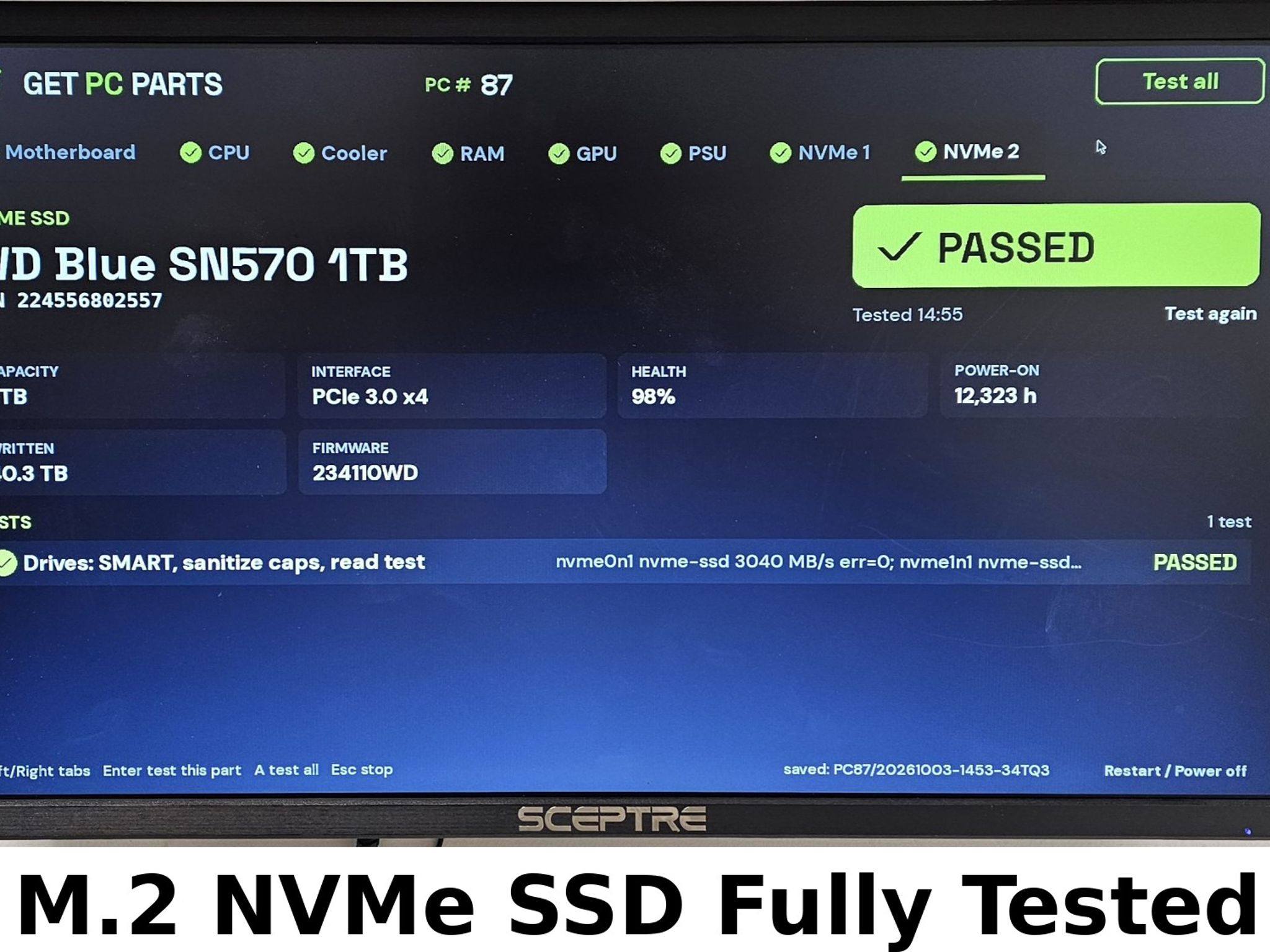 1TB NVMe M.2 SSD WD Blue SN570 Gen3