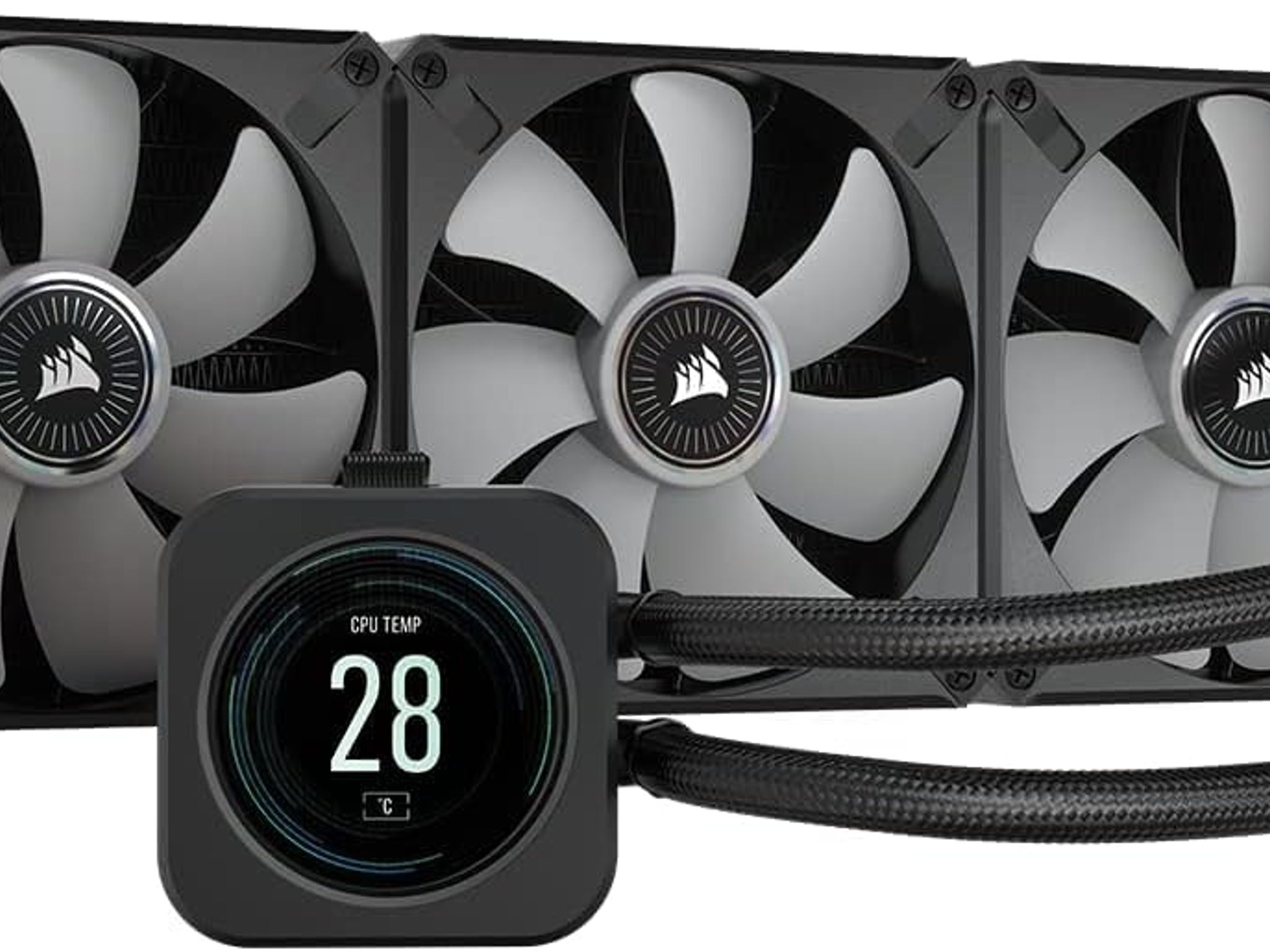 Corsair H150i Elite LCD AIO Liquid Cooler - LCD Screen - 360mm Black