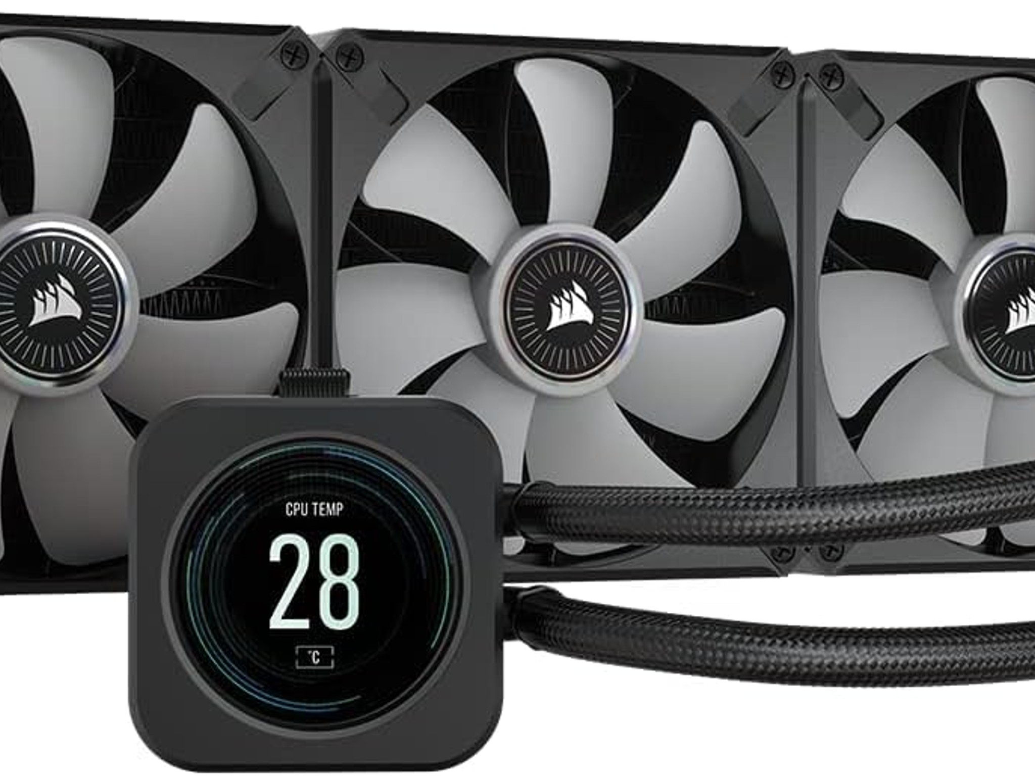 Corsair H150i Elite LCD AIO Liquid Cooler - LCD Screen - 360mm Black