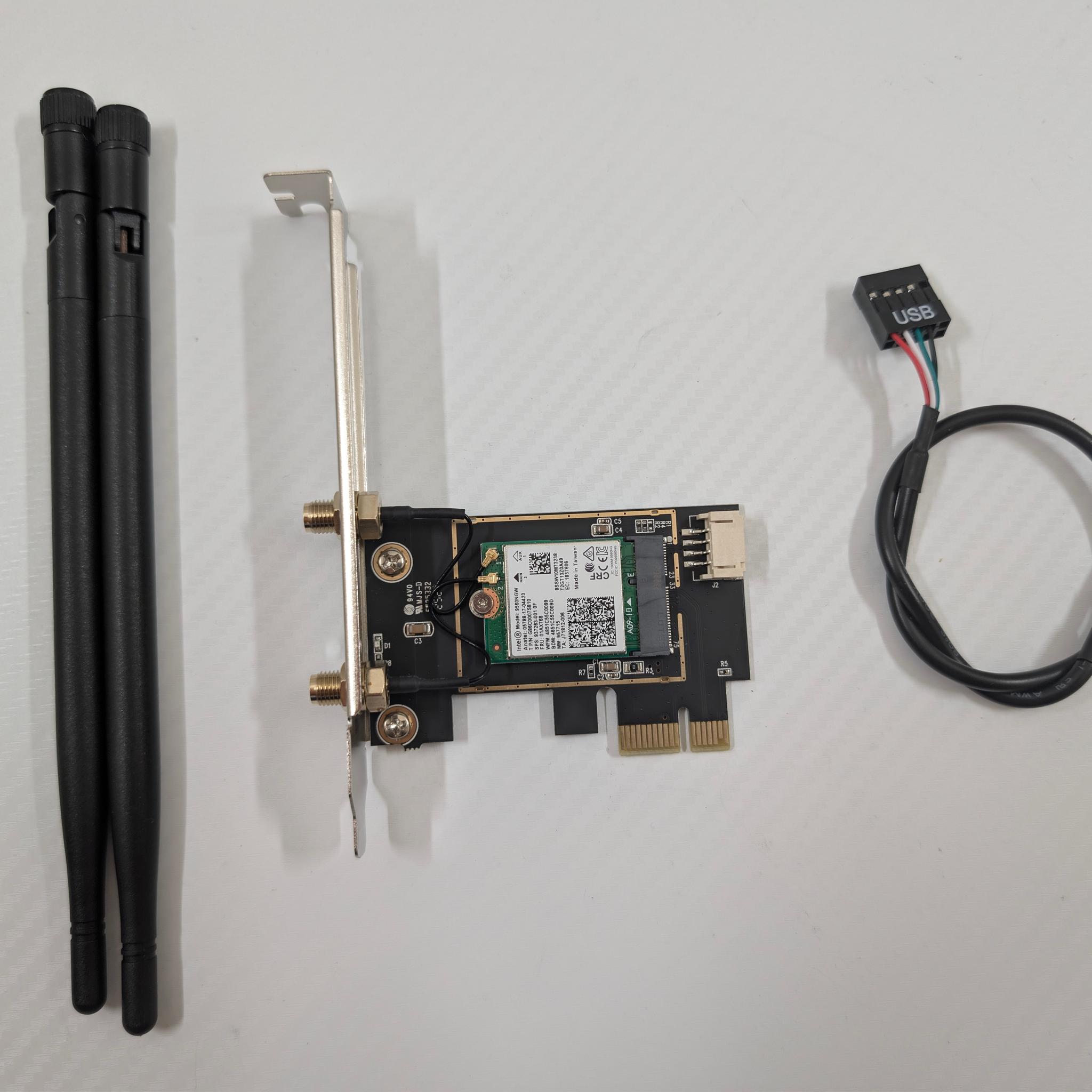 WiFi 5 PCIe Card | Intel AC 9560 Chip, 867Mbps Dual-Band 2.4GHz/5GHz, Bluetooth 4.2
