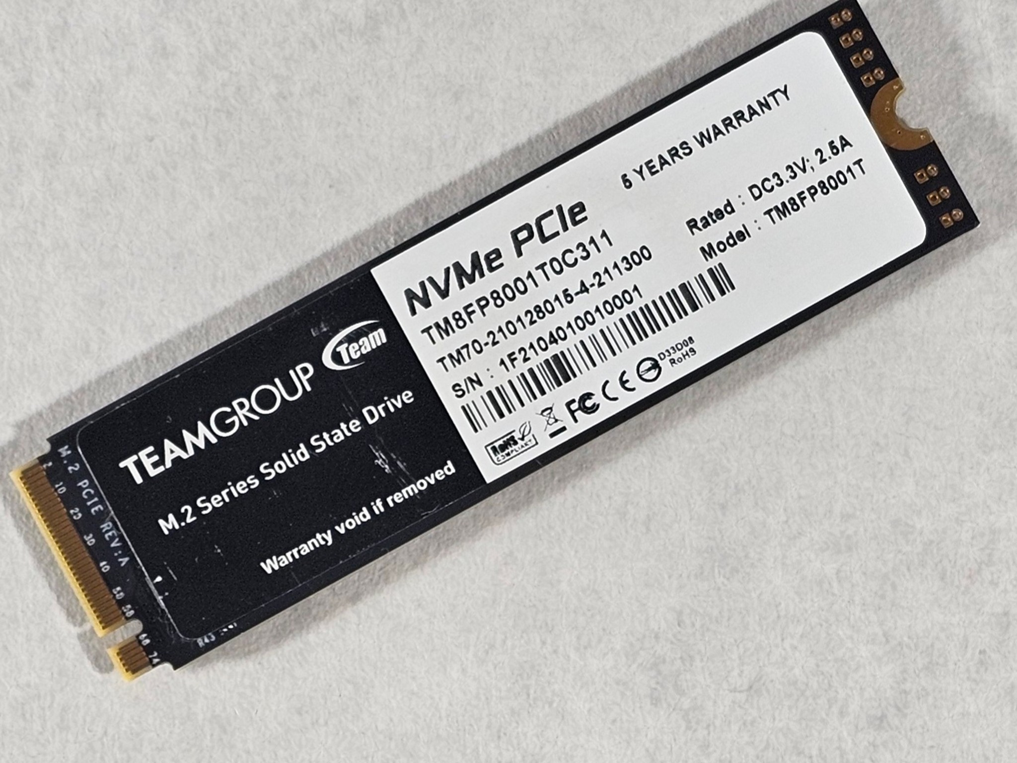 1TB NVMe M.2 SSD TeamGroup T-Force Carder Zero Z330 Gen3