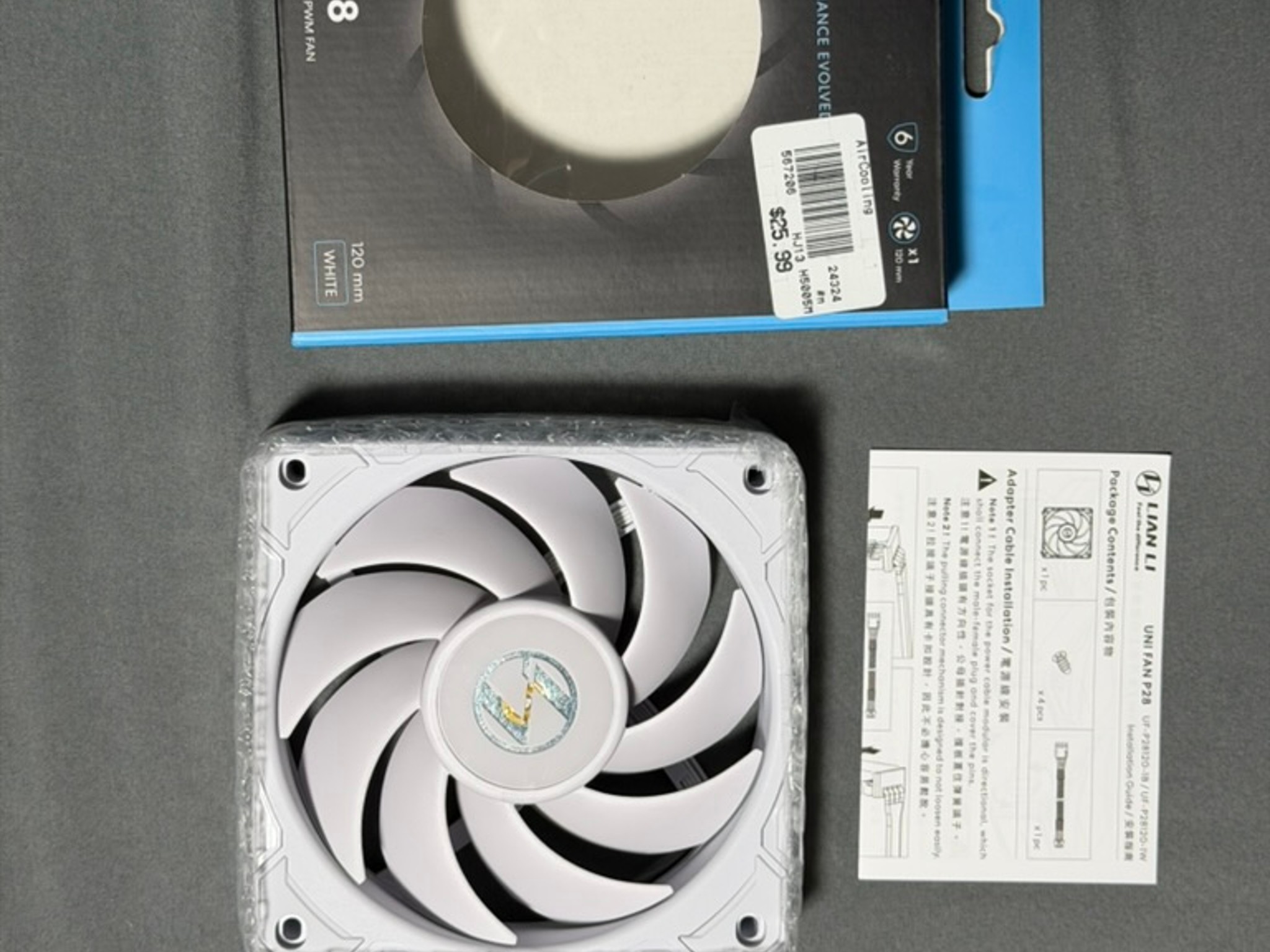 UNI FAN Lian Li P28 Single Pack - White (UF-P28120-1W) Gently Used