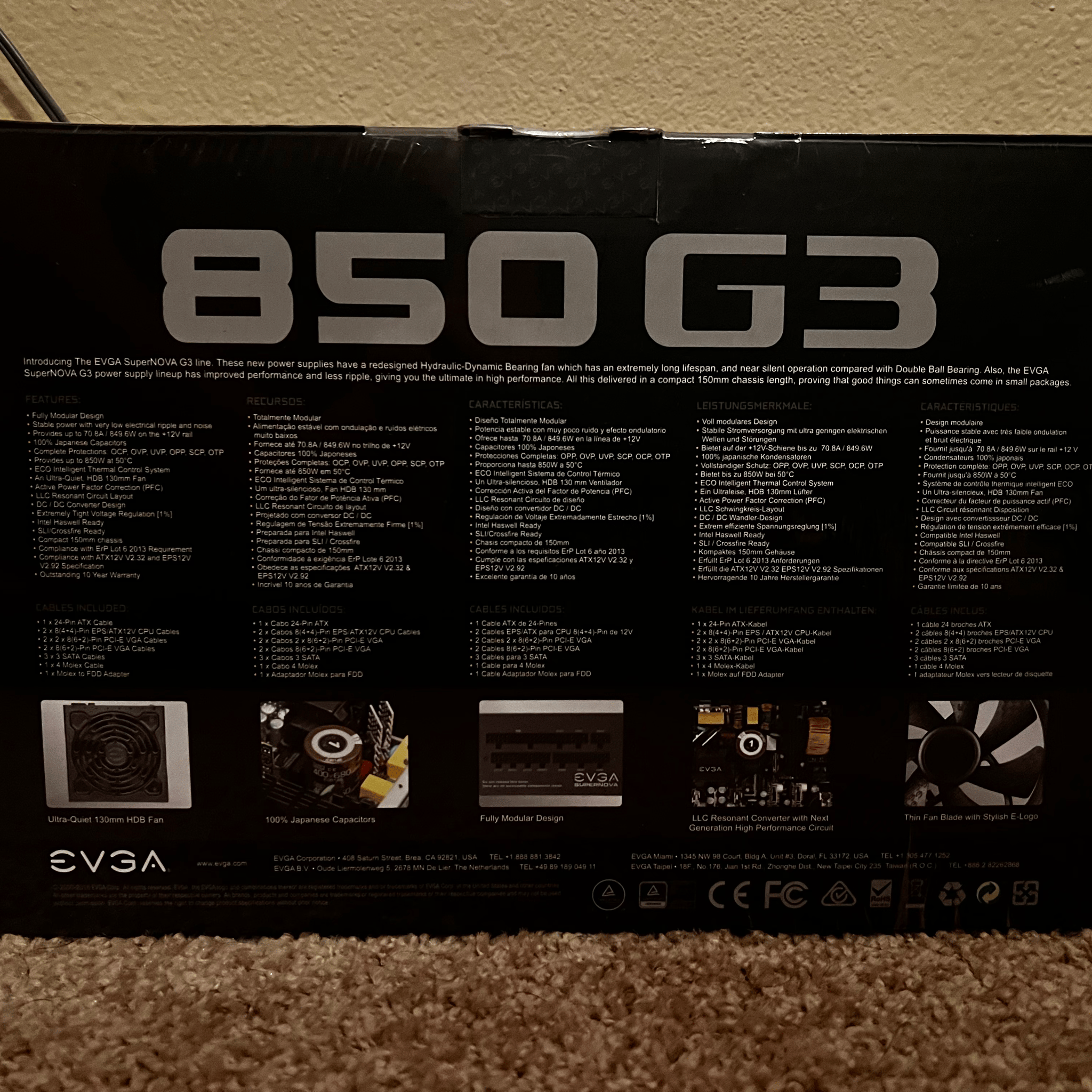 EVGA Supernova 850W G3 Fully Modular Power Supply PSU