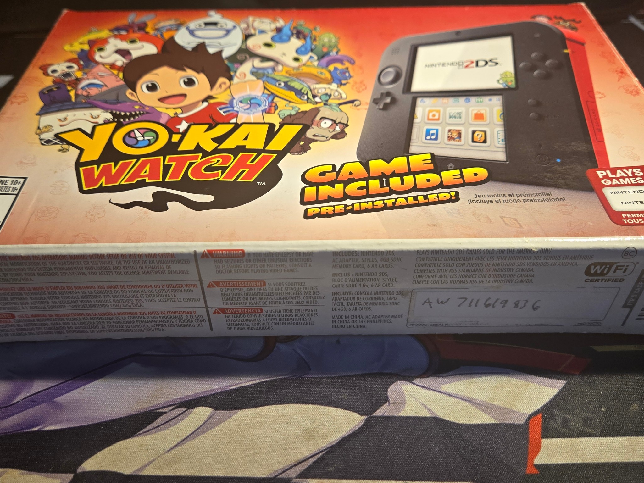 CUSTOM USED Nintendo 2DS Black/Red Handheld Console, Yo-Kai Watch Edition