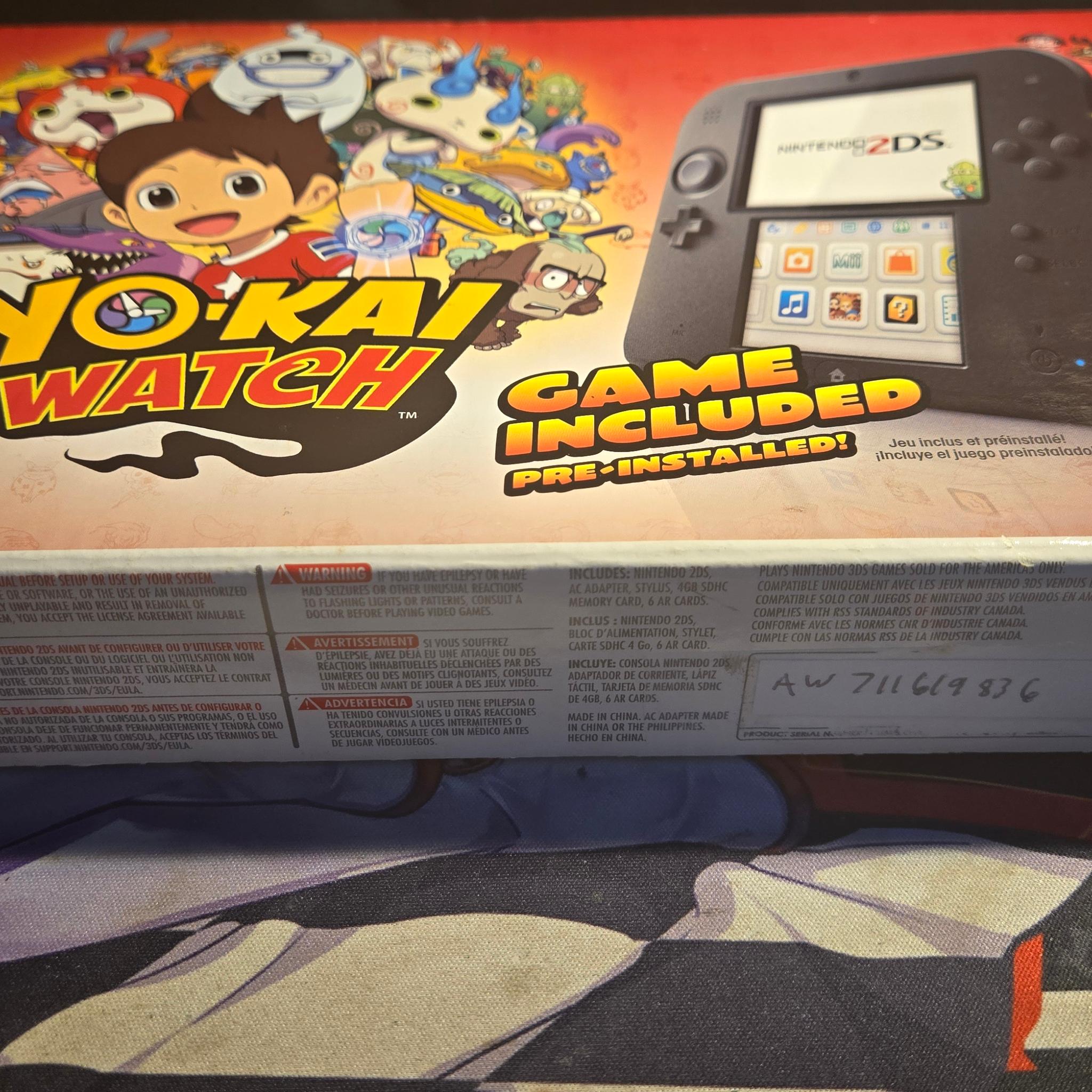 CUSTOM USED Nintendo 2DS Black/Red Handheld Console, Yo-Kai Watch Edition