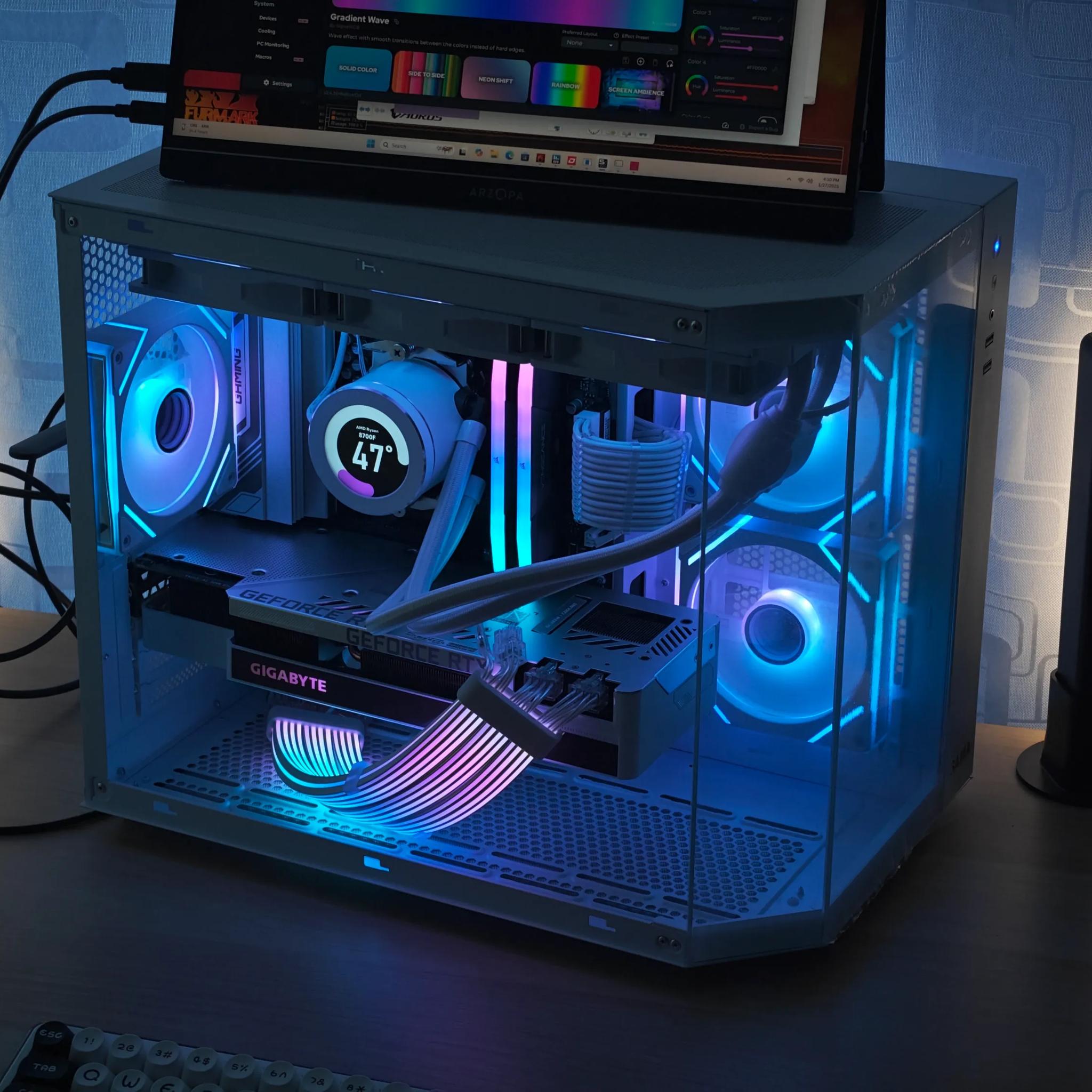 RTX 3080, Ryzen 7 7800X3D, 32GB DDR5, Customizable 2.1" LCD | 1440P/4K Gaming PC