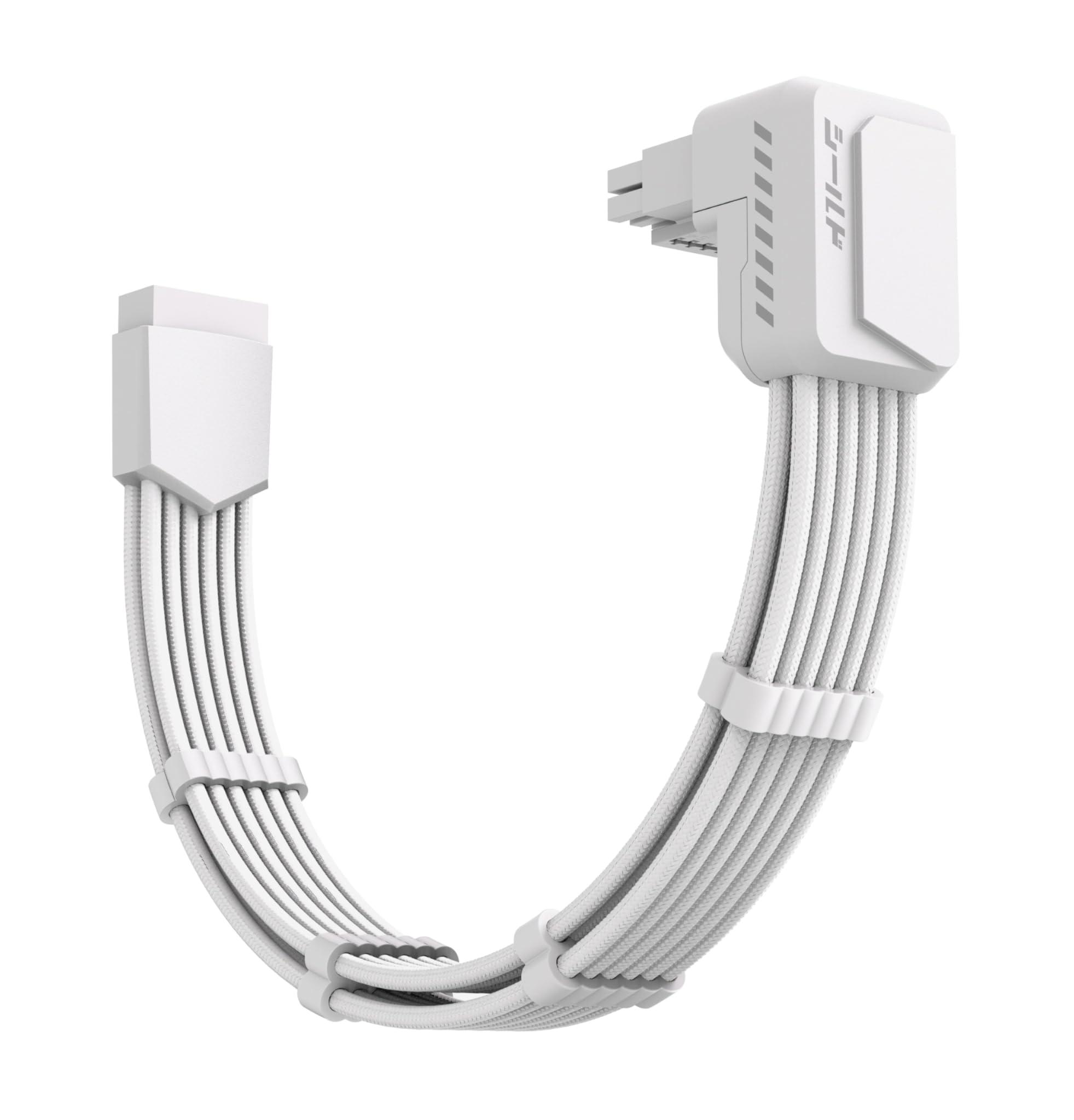 EZDIY-FAB Shield PCIe 5.1 12V-2x6 GPU Extension Cable, White, STD 12VHPWR