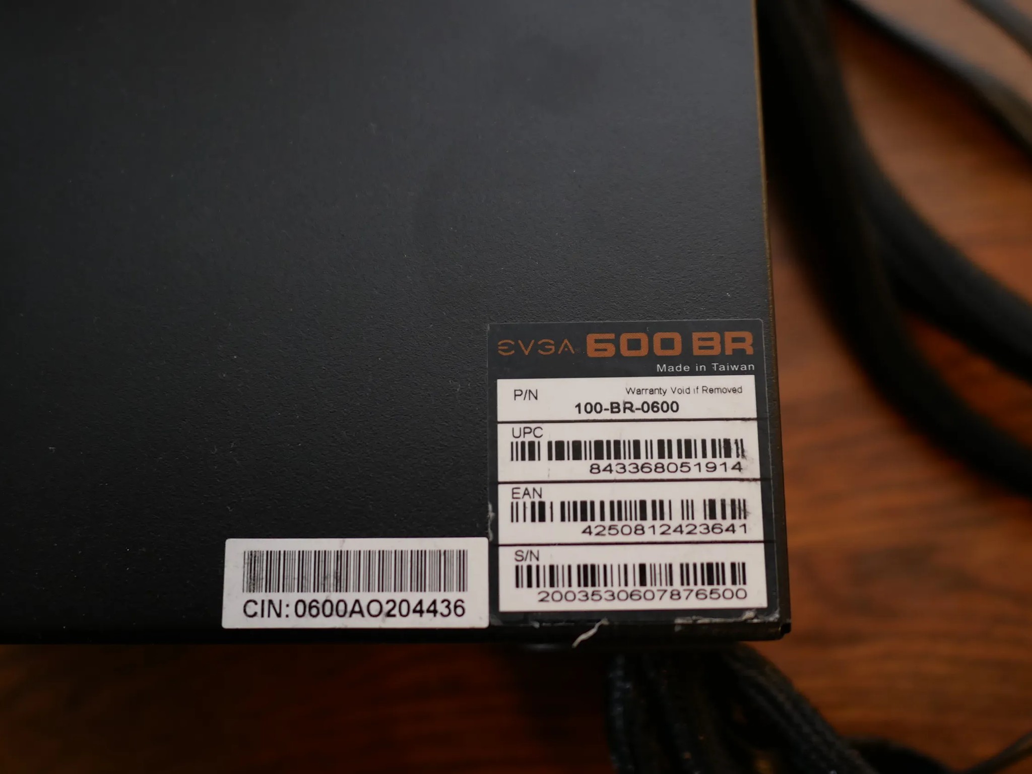 EVGA 600 BR, 80+ BRONZE 600W, Power Supply 100-BR-0600