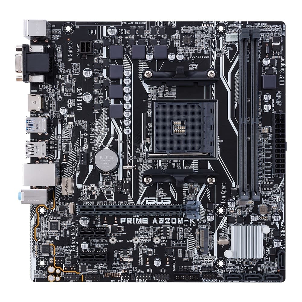 ASUS PRIME A320M-K AMD Socket A320 AM4 MicroATX M.2 Desktop Motherboard A