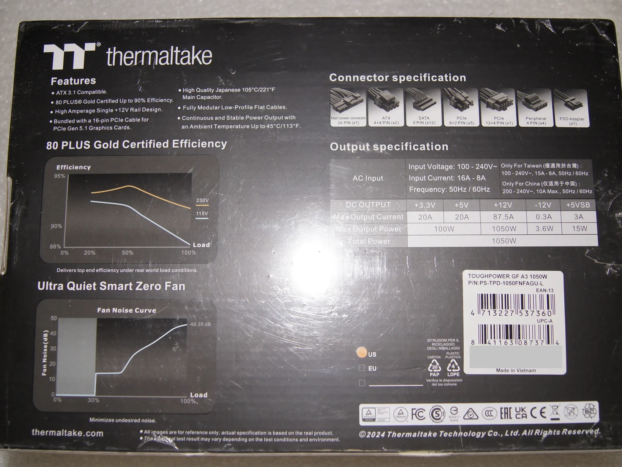 ThermalTake Toughpower GF A3 Gold 1050W - TT Premium Edition Power Supply - 1050W