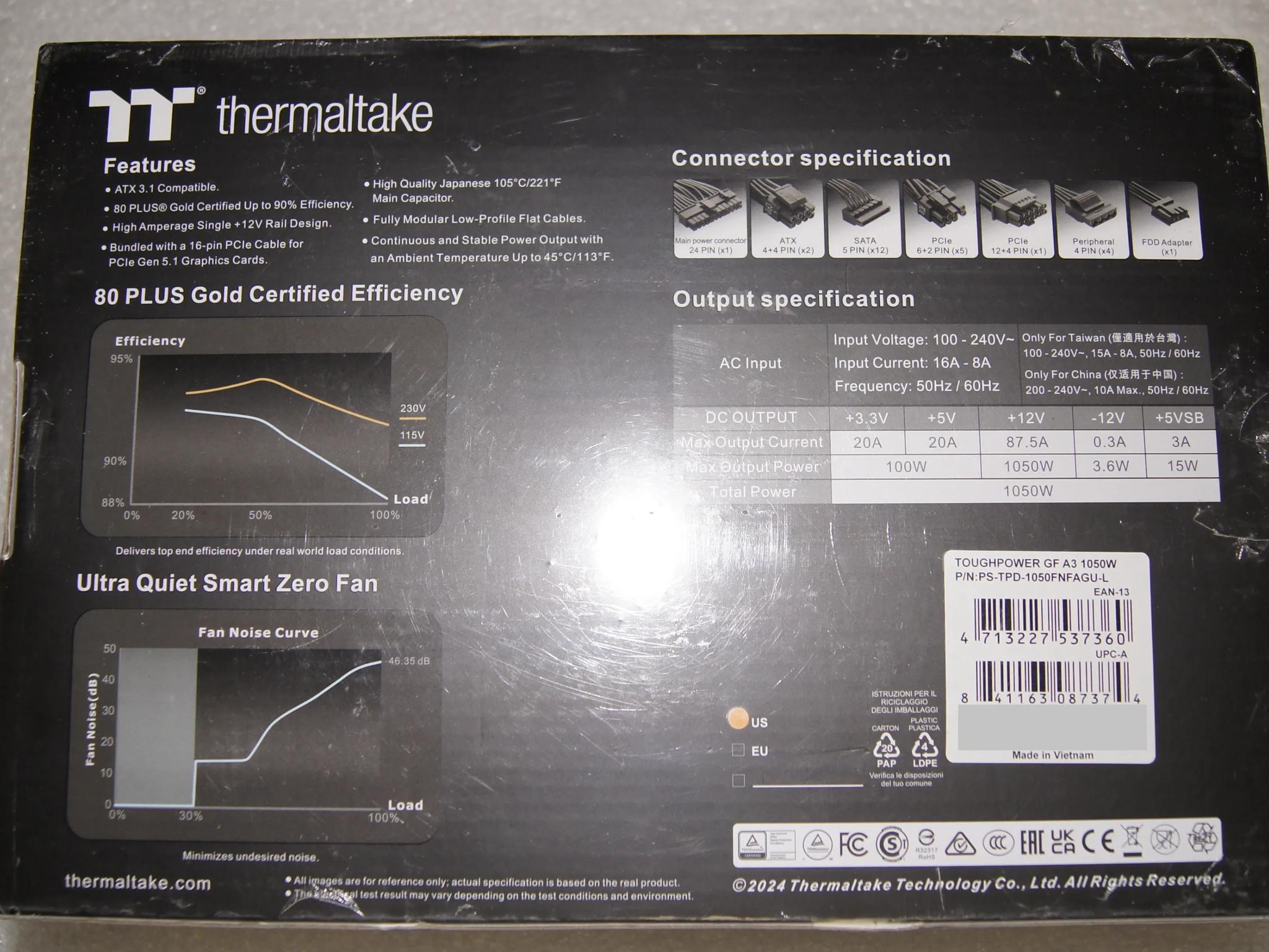 ThermalTake Toughpower GF A3 Gold 1050W - TT Premium Edition Power Supply - 1050W