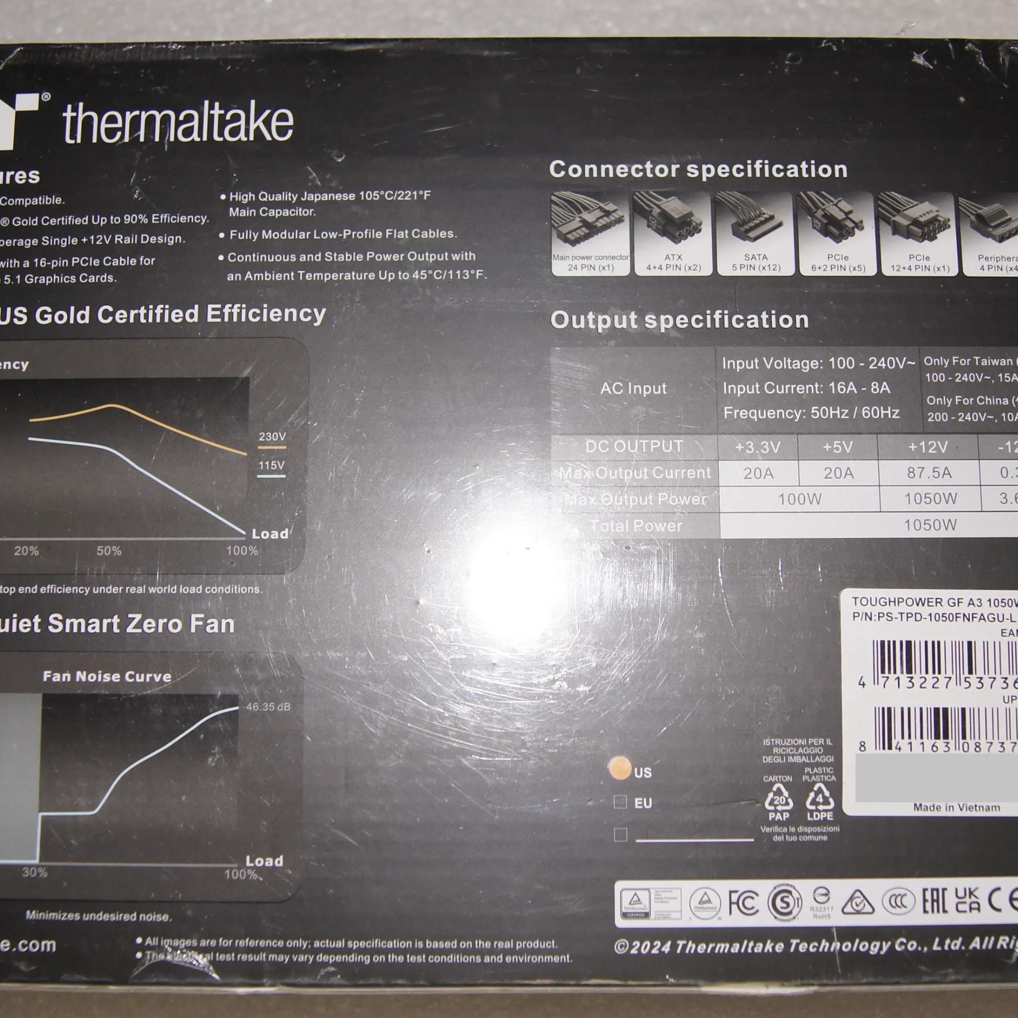 ThermalTake Toughpower GF A3 Gold 1050W - TT Premium Edition Power Supply - 1050W