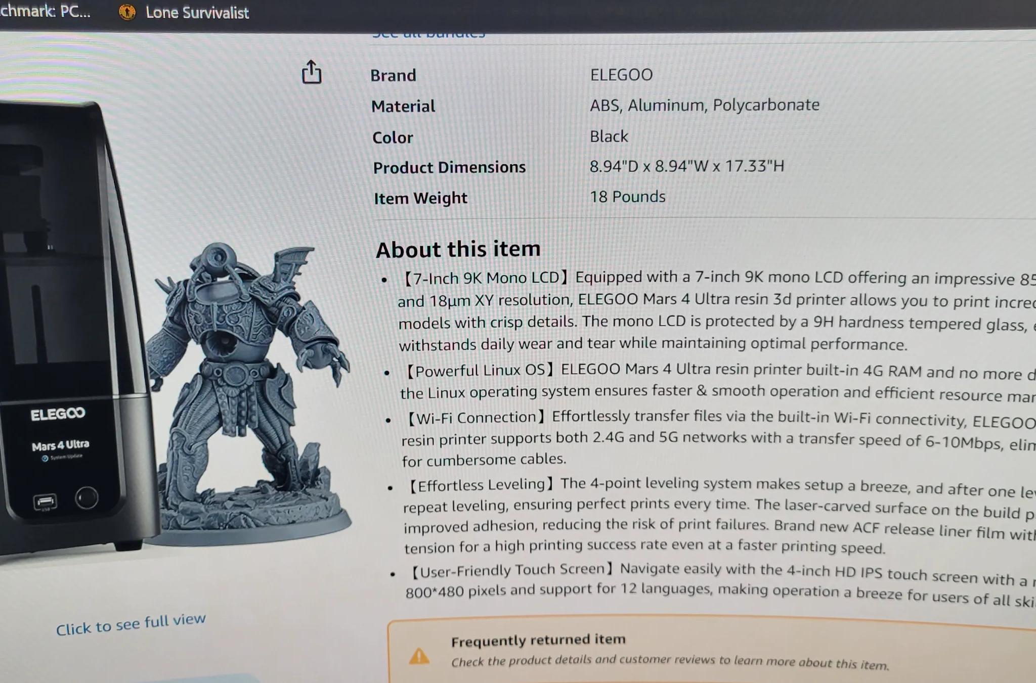Copy of 🔥 Sealed ELEGOO Mars 4 Ultra 9K Resin Printer – Precision, Speed & Style for $129.99 ea!...