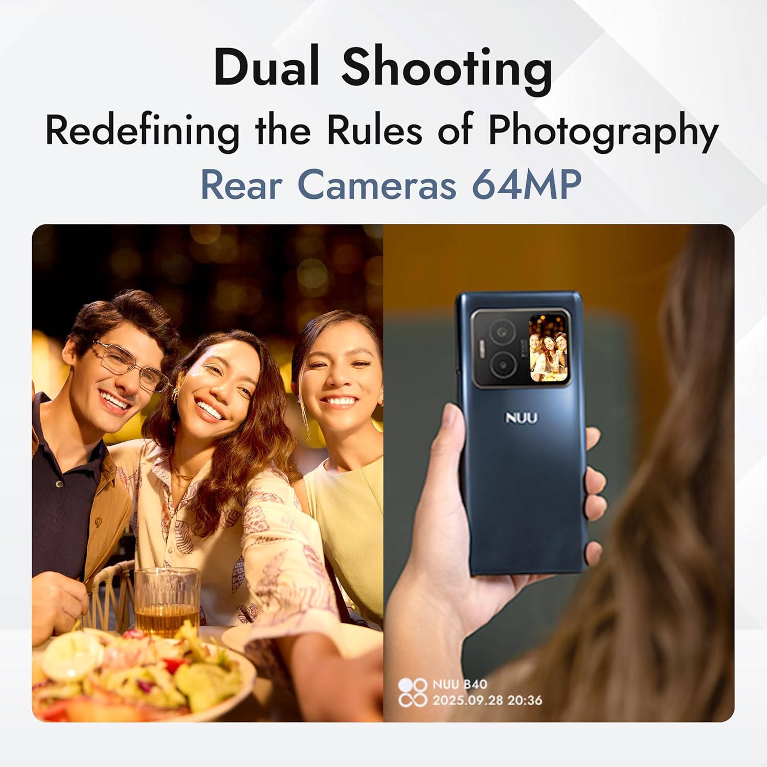 NUU B40 5G, Unlocked, Dual SIM, Dual AMOLED Display, 120Hz, 64 MP Camera, 8GB+256GB