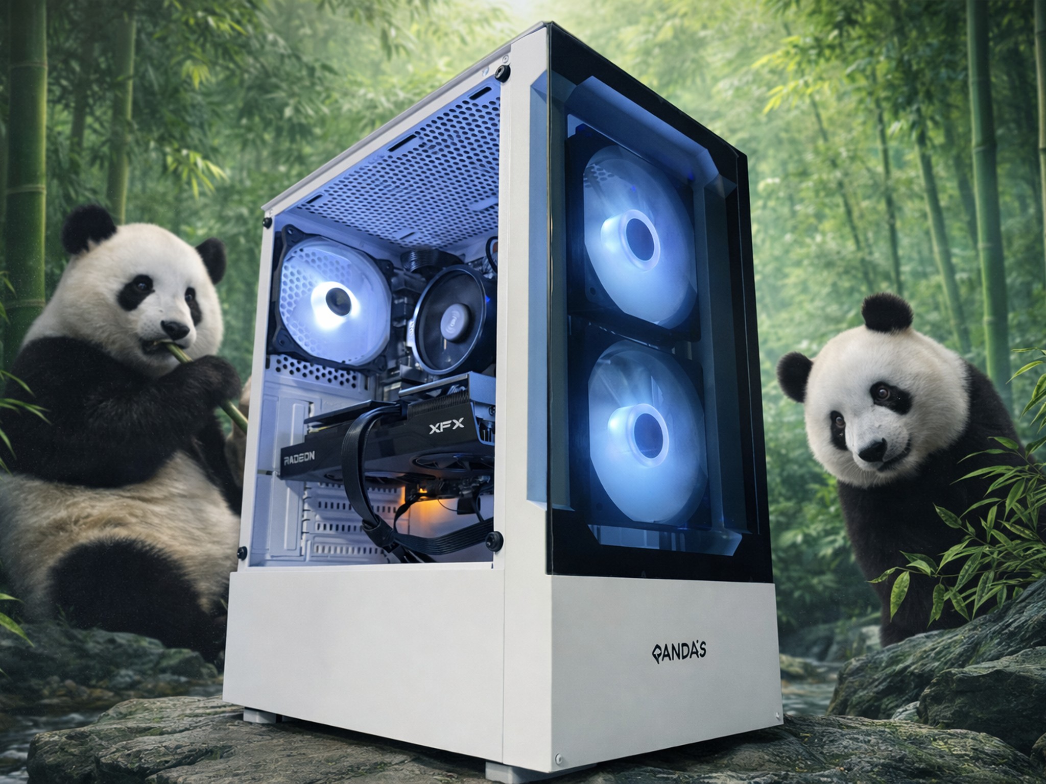 🐼🤍 GLASS PANDA 🤍🐼 Ryzen 5 5500| RX 9060XT| 16 GB DDR4| 750GB NVMe| 650W PSU