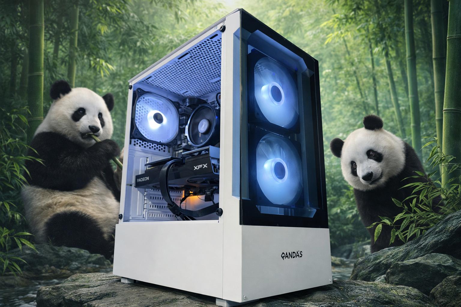 🐼🤍 GLASS PANDA 🤍🐼 Ryzen 5 5500| RX 9060XT| 16 GB DDR4| 750GB NVMe| 650W PSU