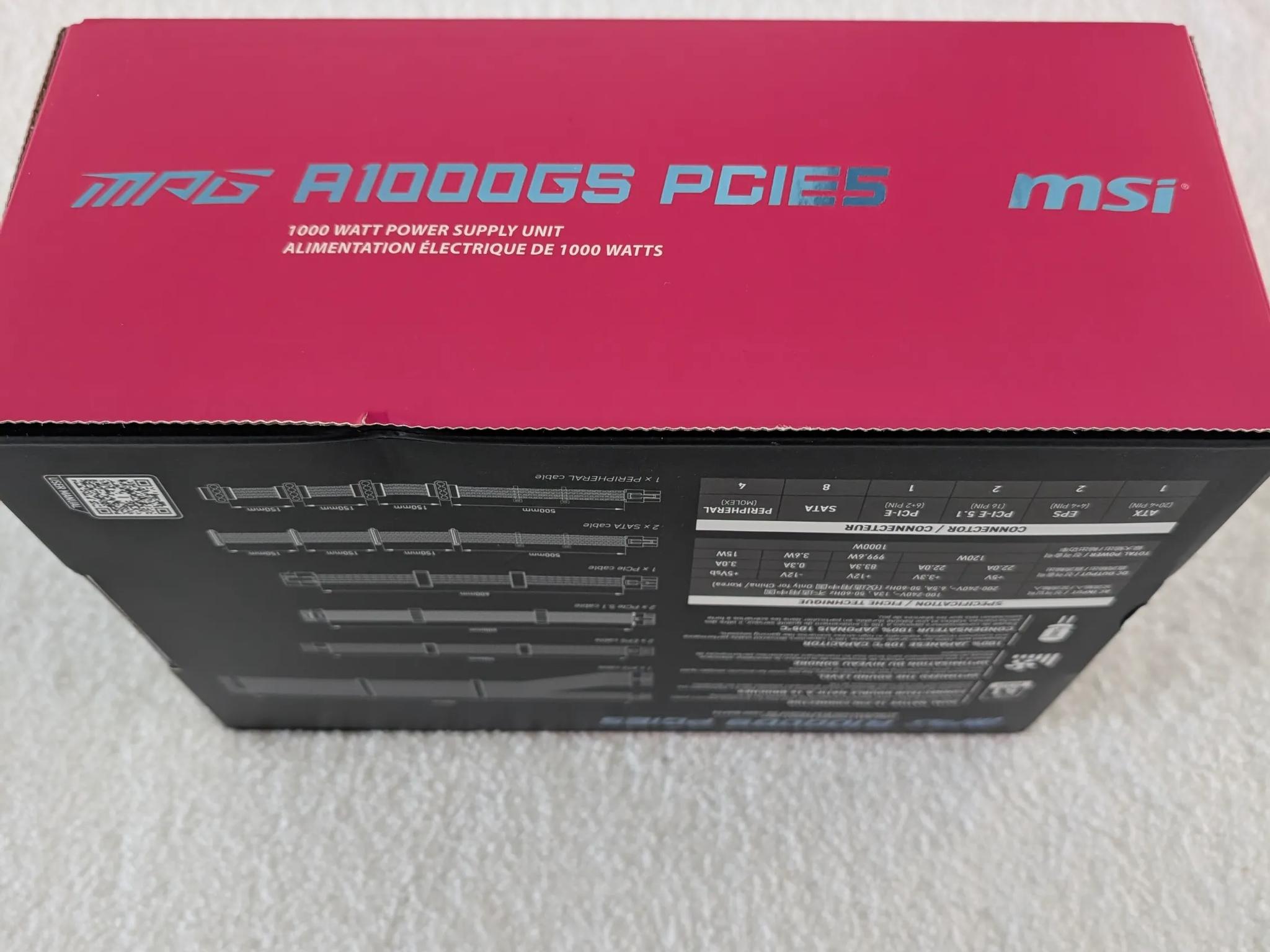 MPG A1000GS PCIE5 1000W Power Supply