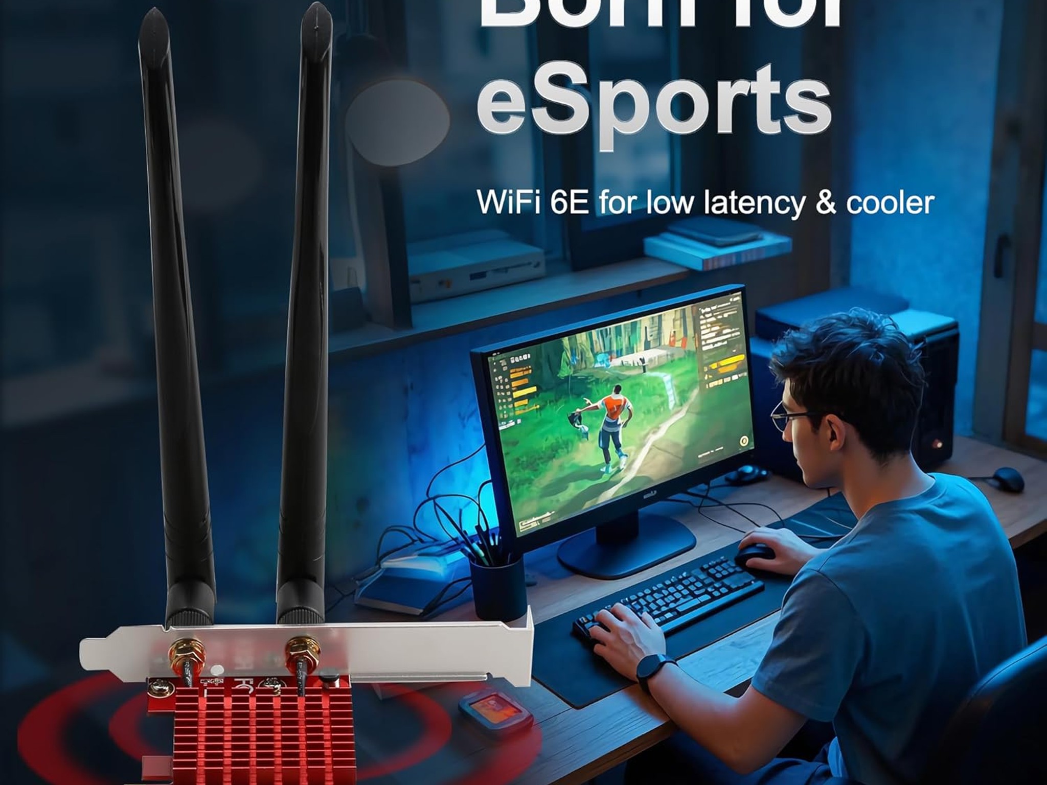 WiFi 6E PCIe Card | Intel AX210 Chip | 5400Mbps Tri-Band 2.4GHz/5GHz/6GHz | Bluetooth 5.3