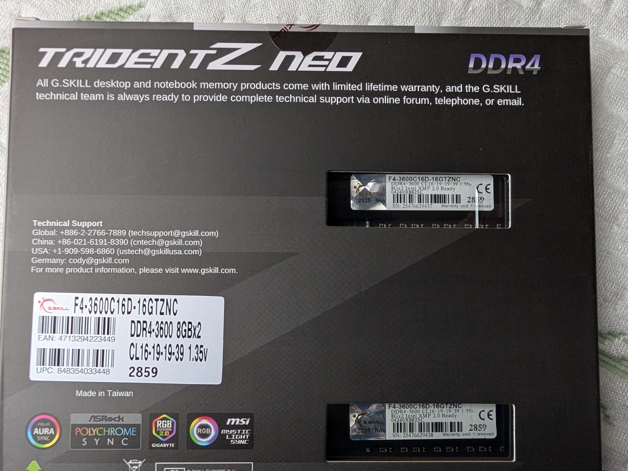 [SEALED] G.Skill Trident Z Neo 16GB (2x8GB) DDR4-3600 CL16 - Brand New RMA