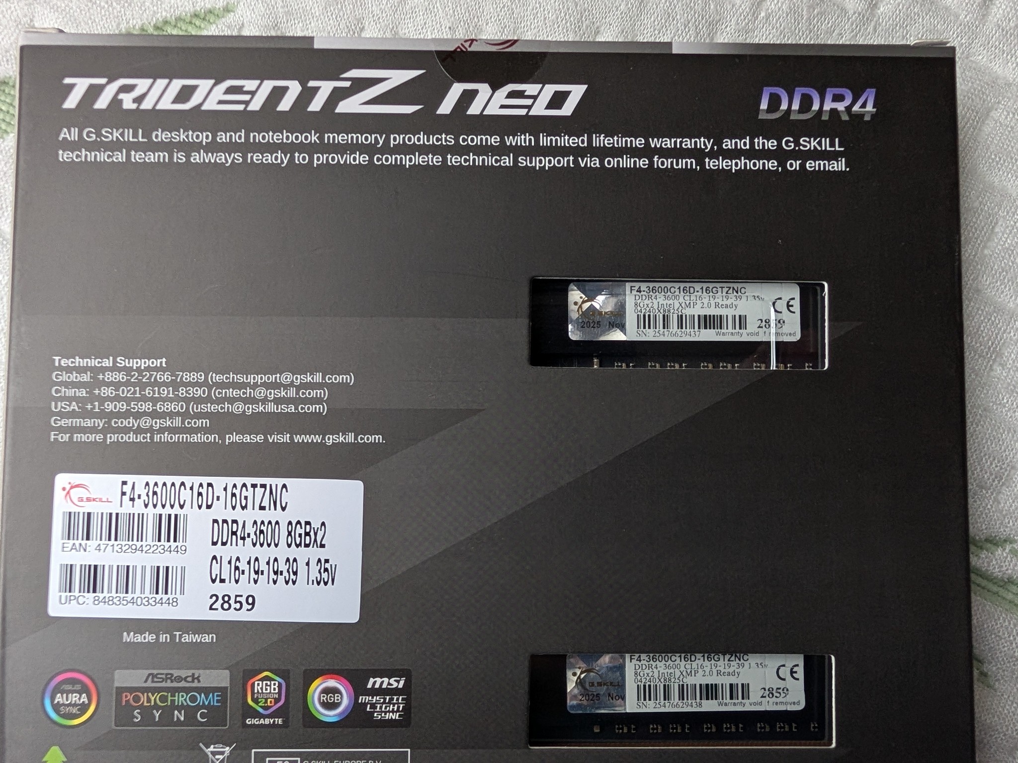 [SEALED] G.Skill Trident Z Neo 16GB (2x8GB) DDR4-3600 CL16 - Brand New RMA