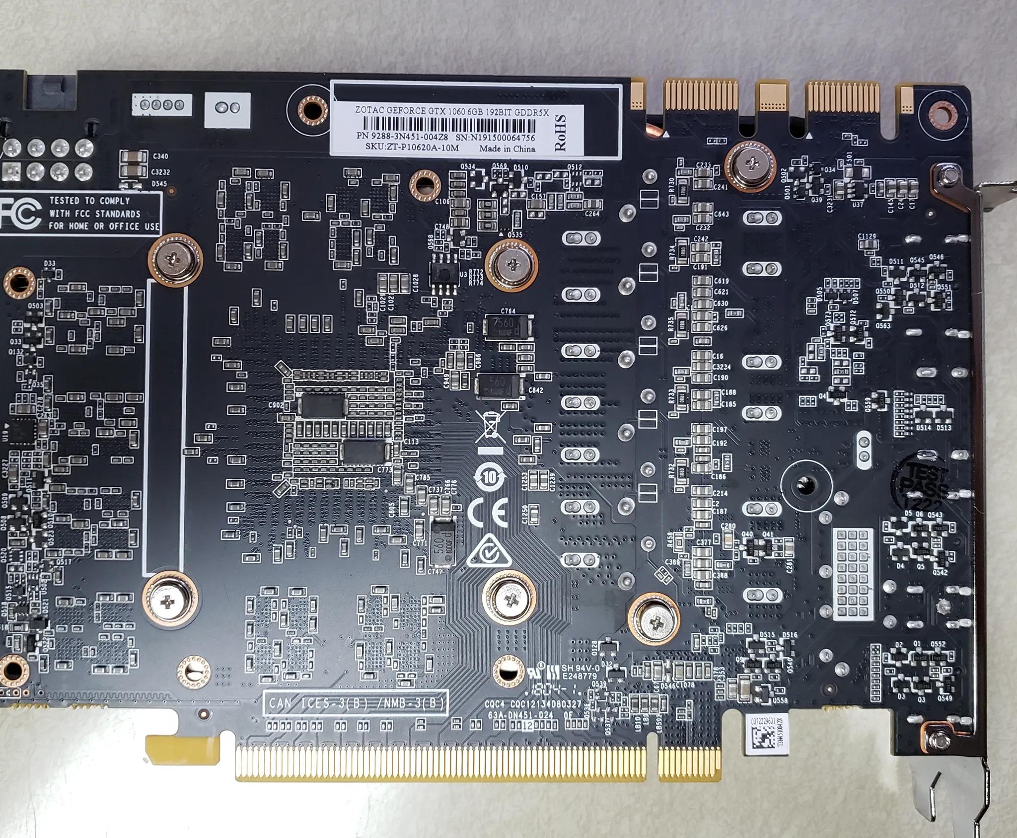 Zotac GTX 1060 graphics card 6GB GDDR5x memory