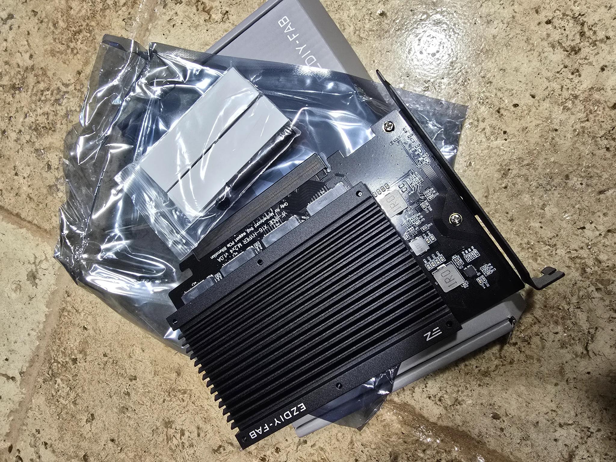 EZDIY-FAB Quad M.2 PCIe 4.0/3.0 X16 Expansion Cad with Heatsink Support 4 x PCIe NVME M.2 SSD RAID