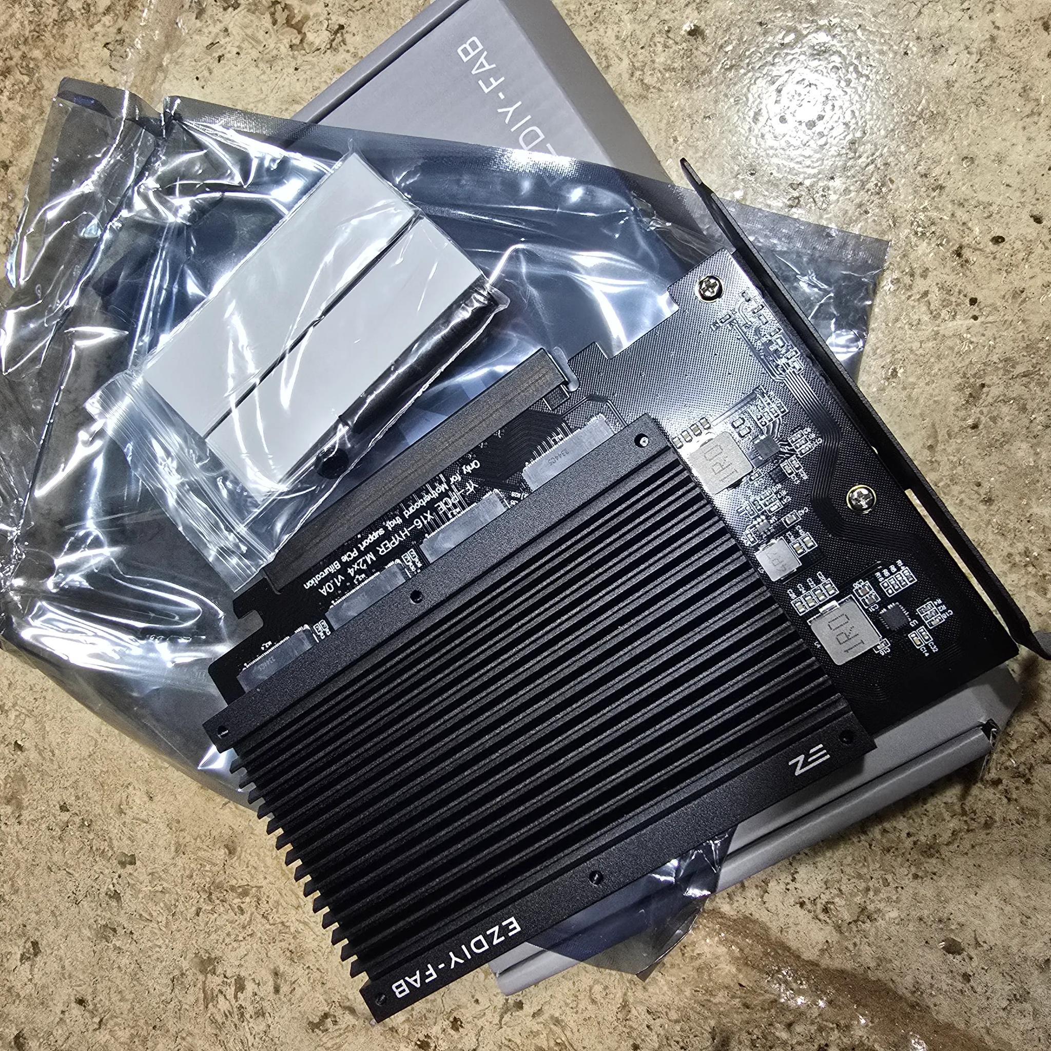 EZDIY-FAB Quad M.2 PCIe 4.0/3.0 X16 Expansion Cad with Heatsink Support 4 x PCIe NVME M.2 SSD RAID
