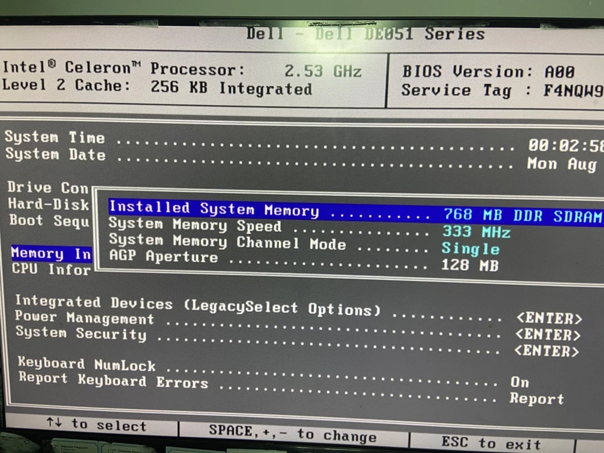 Dell Dimension B110 Desktop Computer Intel Celeron 768 MB Ram NO HDD