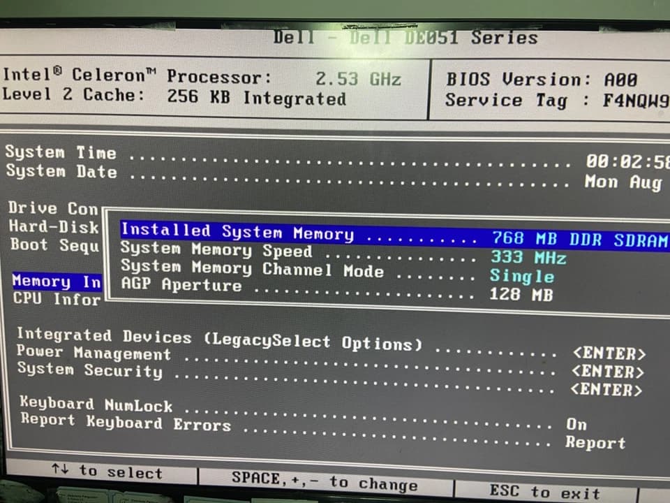 Dell Dimension B110 Desktop Computer Intel Celeron 768 MB Ram NO HDD