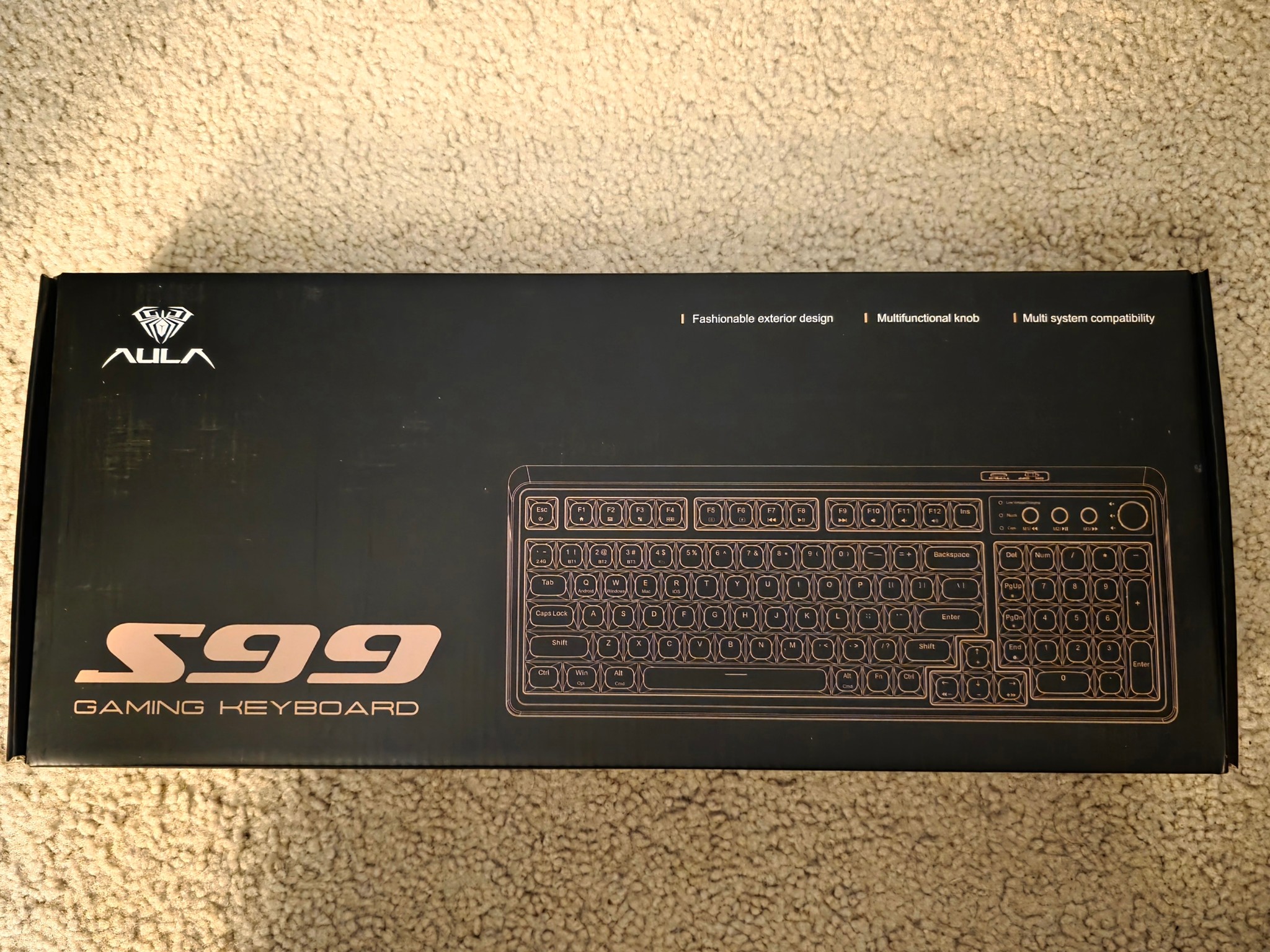 Aula S99 Wireless Full Size RGB Backlit Keyboard Purple Brand New