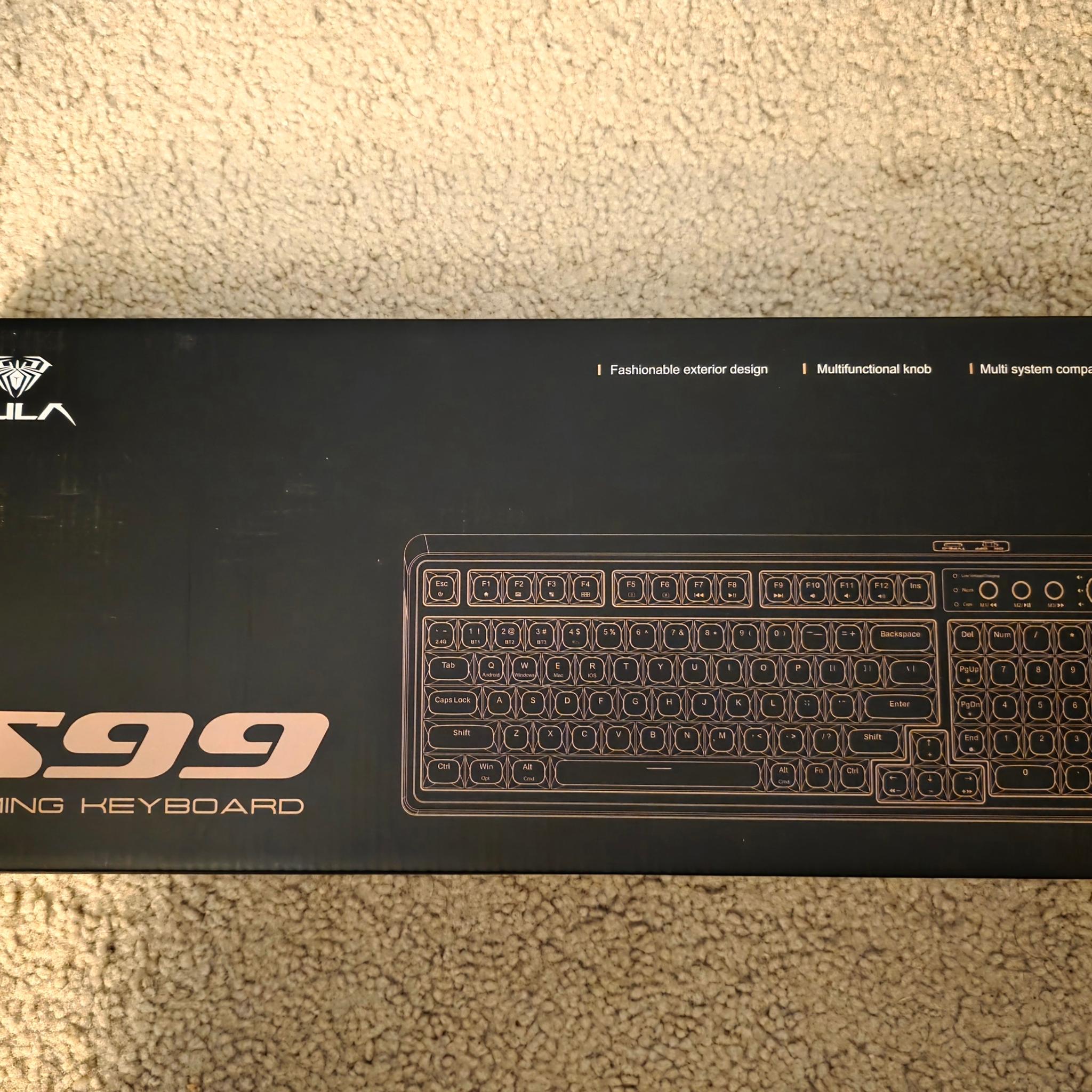 Aula S99 Wireless Full Size RGB Backlit Keyboard Purple Brand New