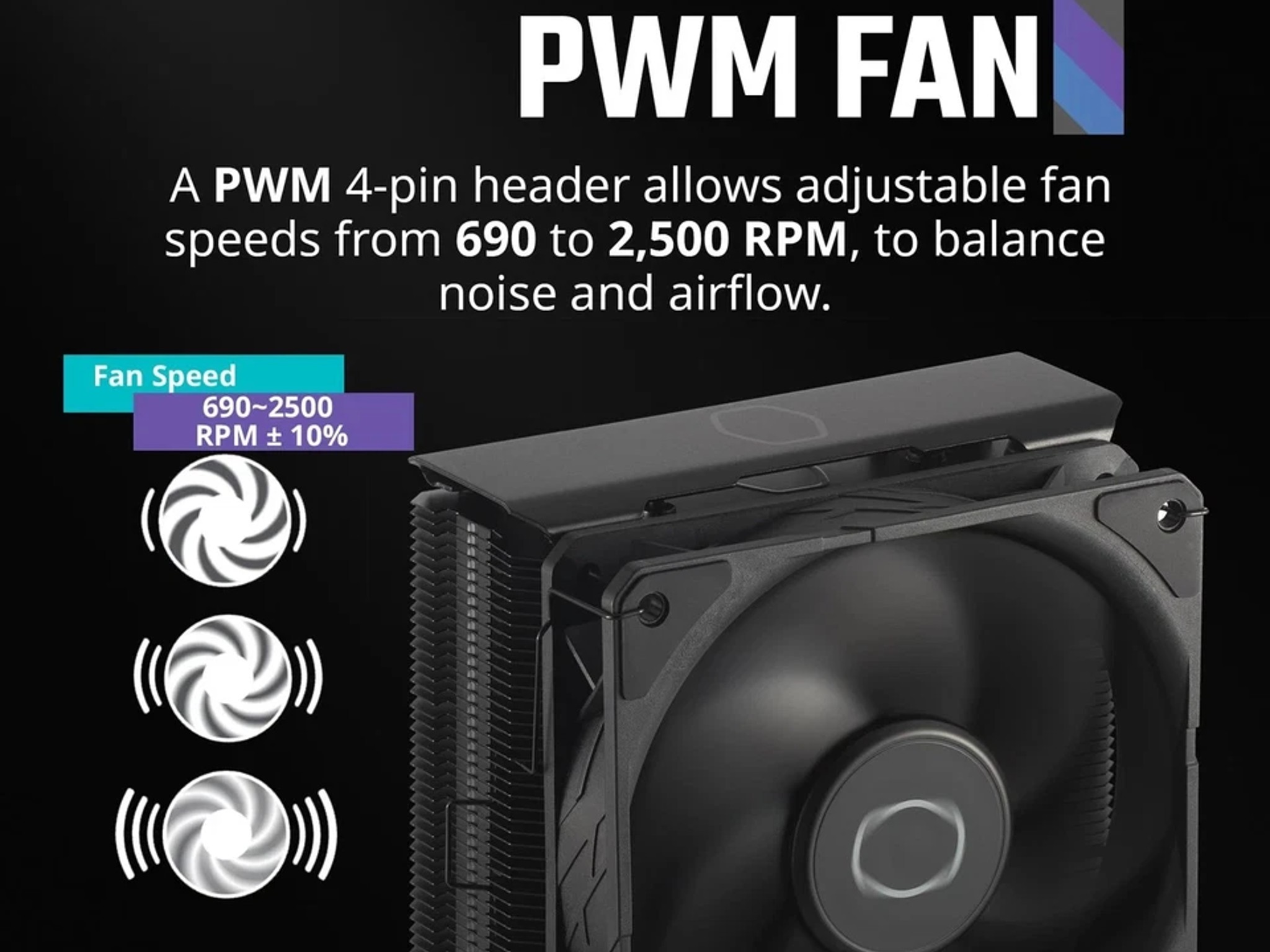 NEW - Cooler Master Hyper 212 Black CPU Air Cooler – 120mm High Performance PWM Fan