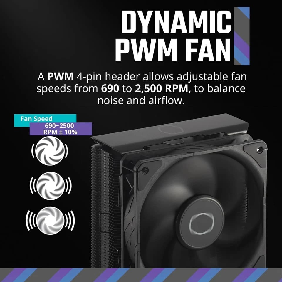 NEW - Cooler Master Hyper 212 Black CPU Air Cooler – 120mm High Performance PWM Fan