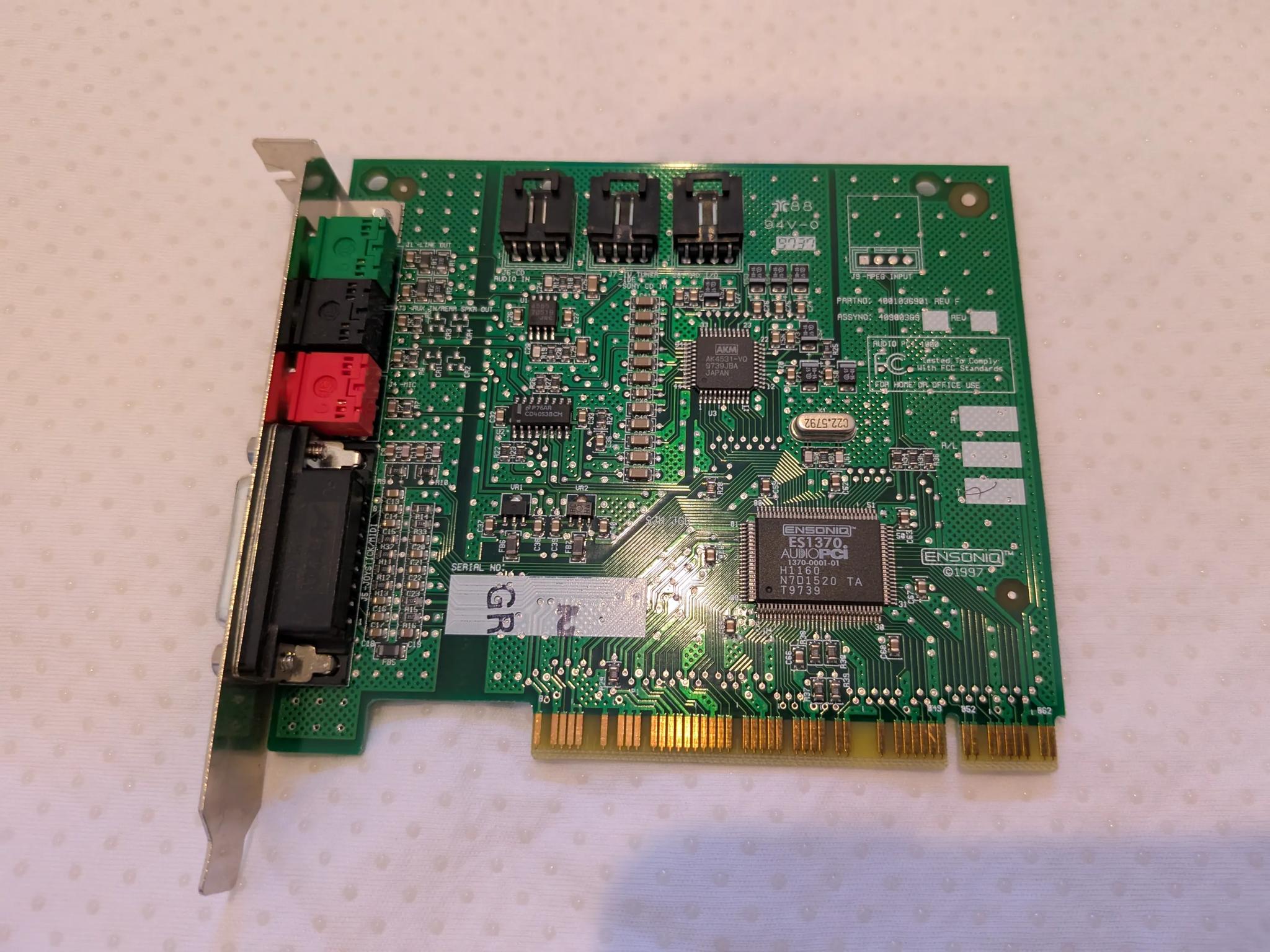 Ensoniq AudioPCI 1000 sound card with ES1370