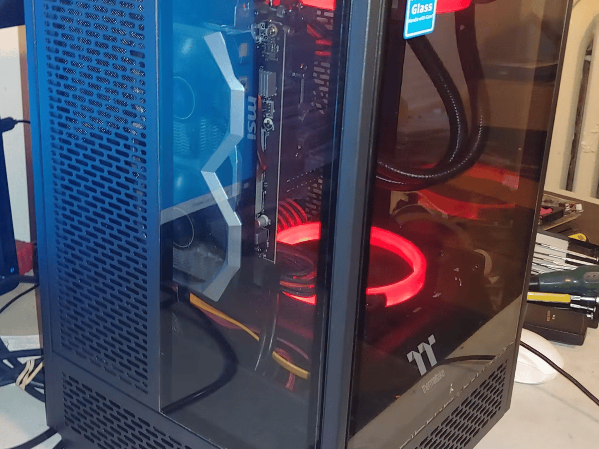 Mini ITX GTX 1650 256SSD 2TB HD Water Cooled Thermaltake Tower 100
