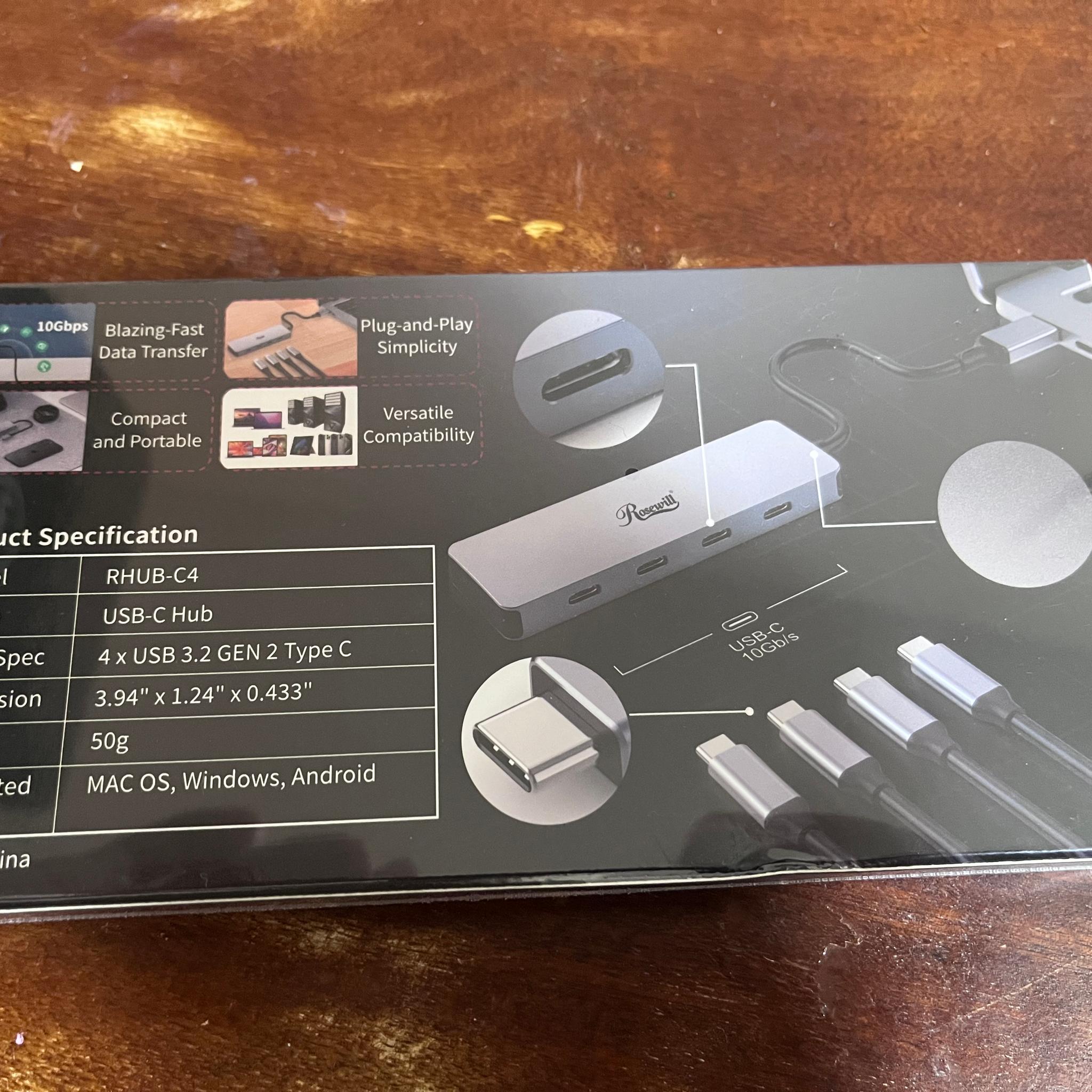 Rosewill 1 to 4 USB Hub - USB type C