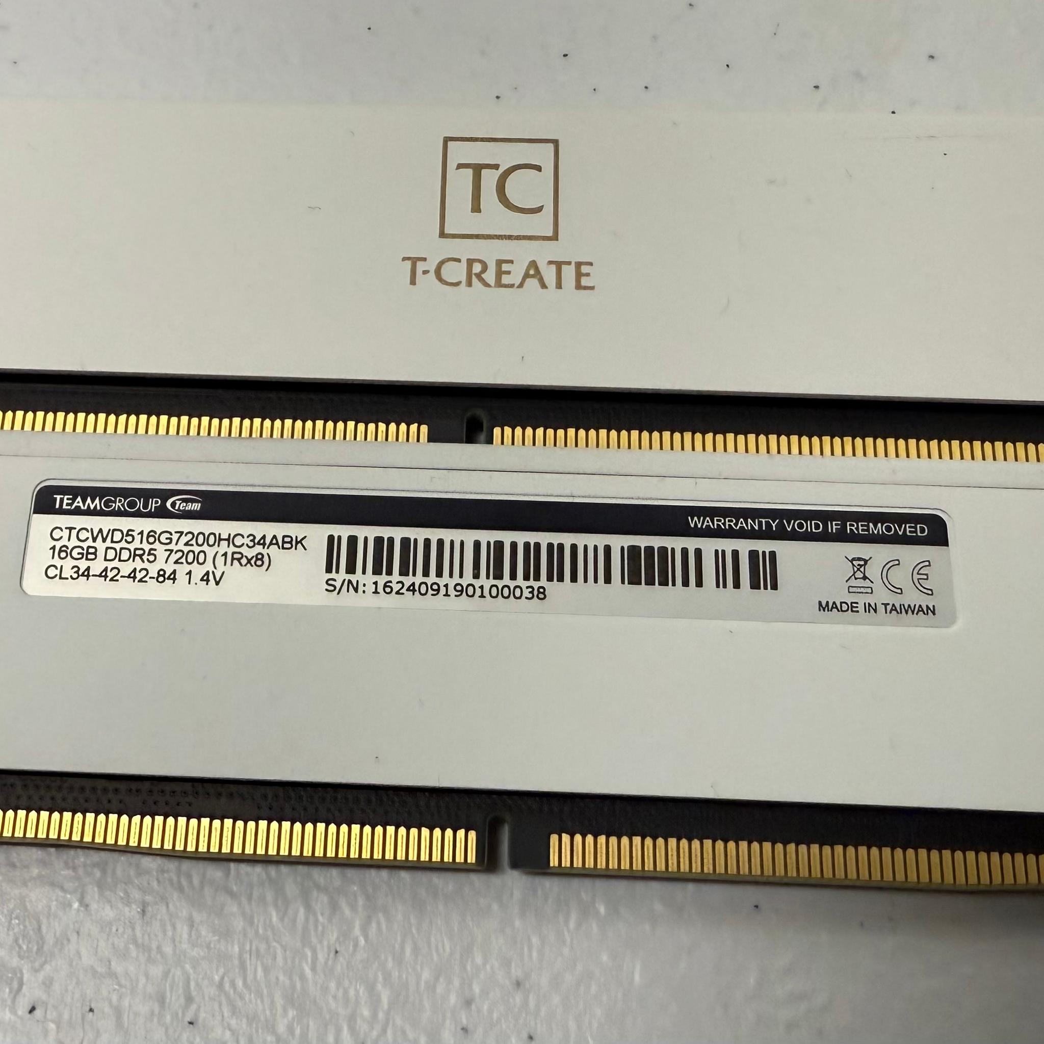 Unused Teamgroup T-CREATE expert ddr5 32 GB 7200Mt cl34-42-42-84 1.4V