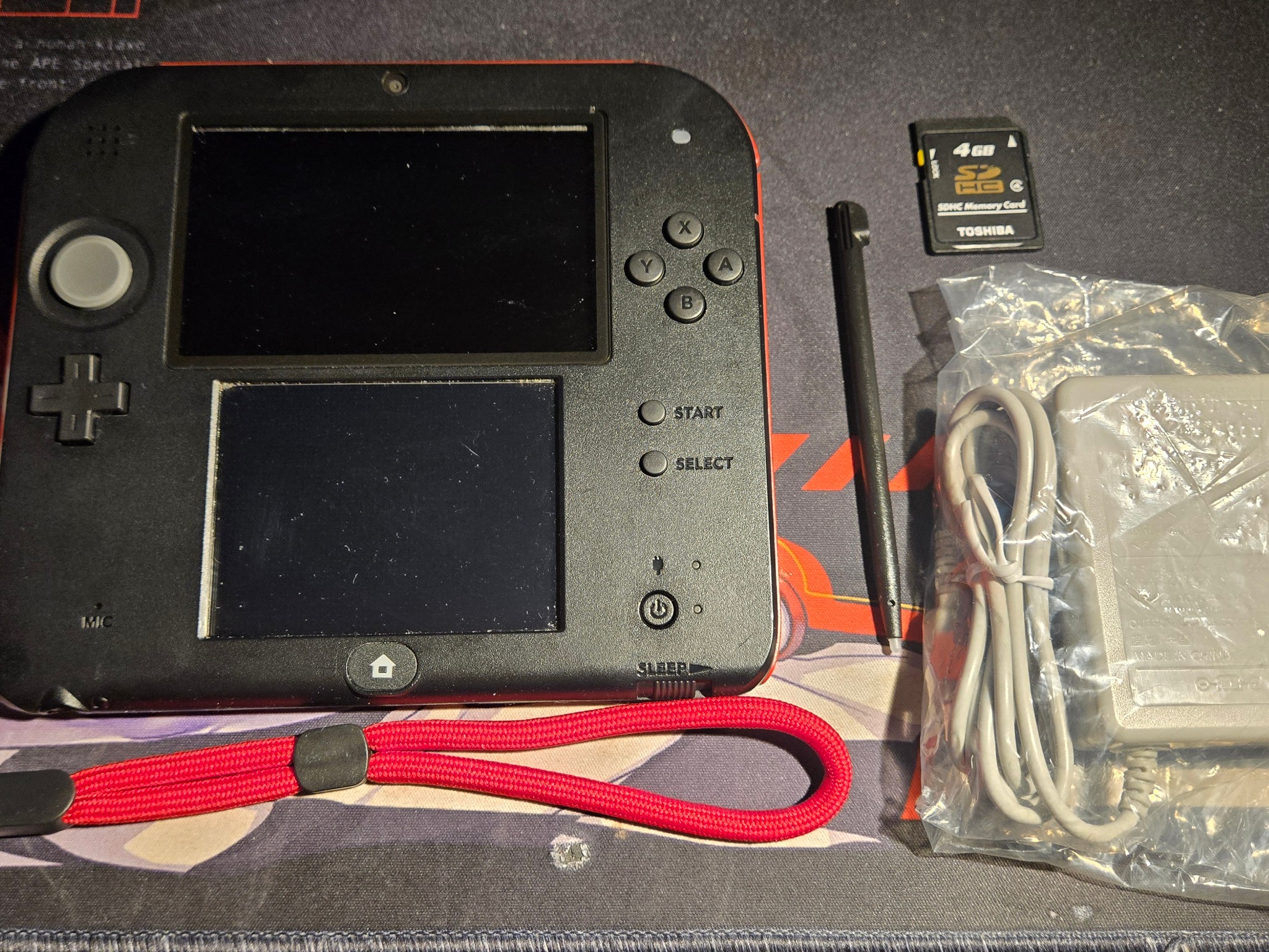 CUSTOM REFURBISHED Nintendo 2DS Black/Red Handheld Console, Mario Kart 7 Edition