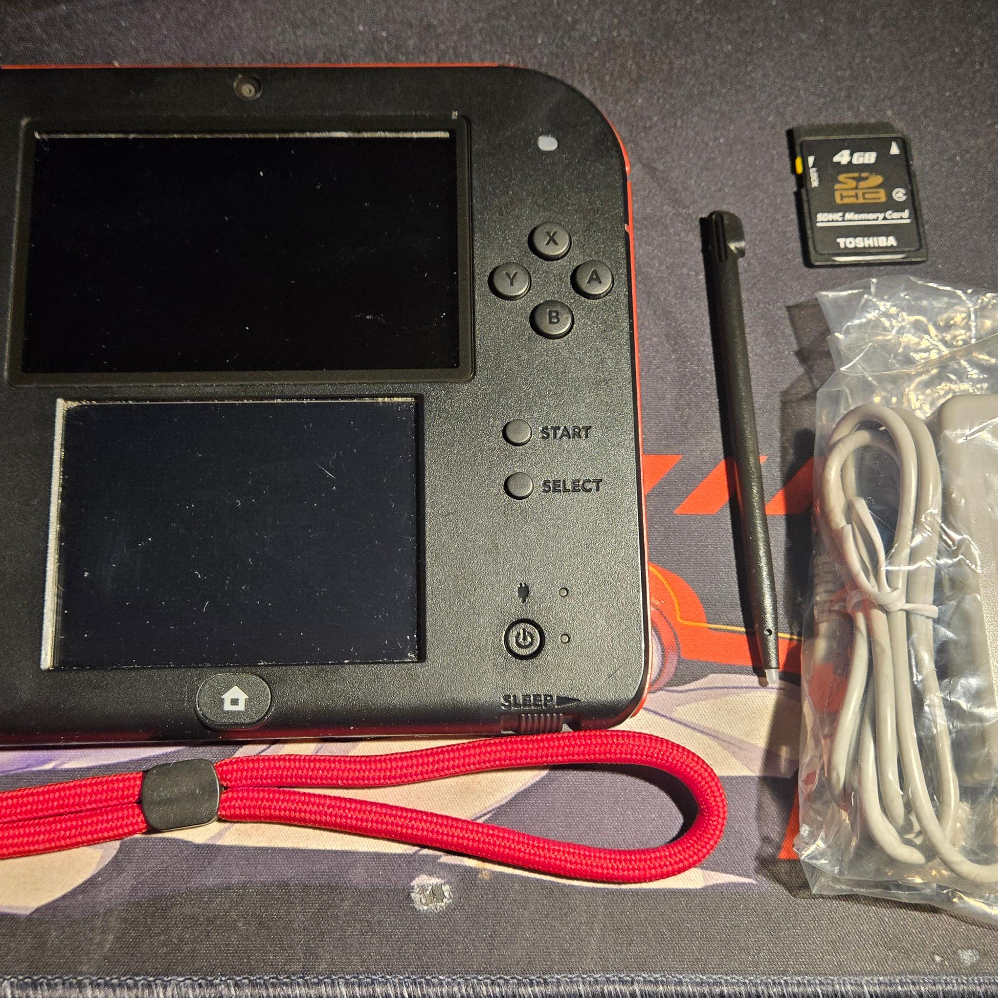 CUSTOM REFURBISHED Nintendo 2DS Black/Red Handheld Console, Mario Kart 7 Edition