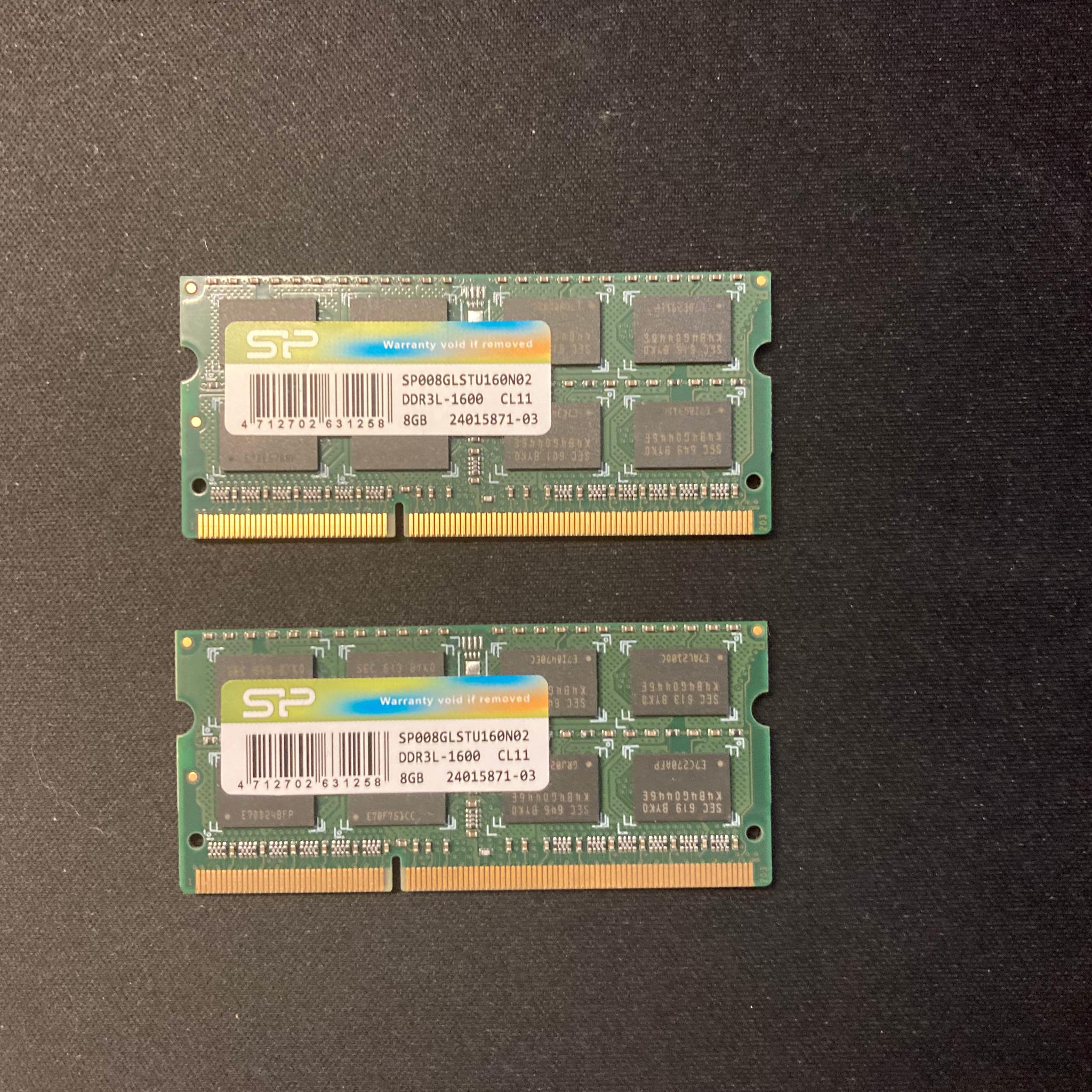 Silicon Power 16GB (2x8GB) DDR3 1600MHz SO-DIMM Laptop RAM Kit — Lightly Used & Tested